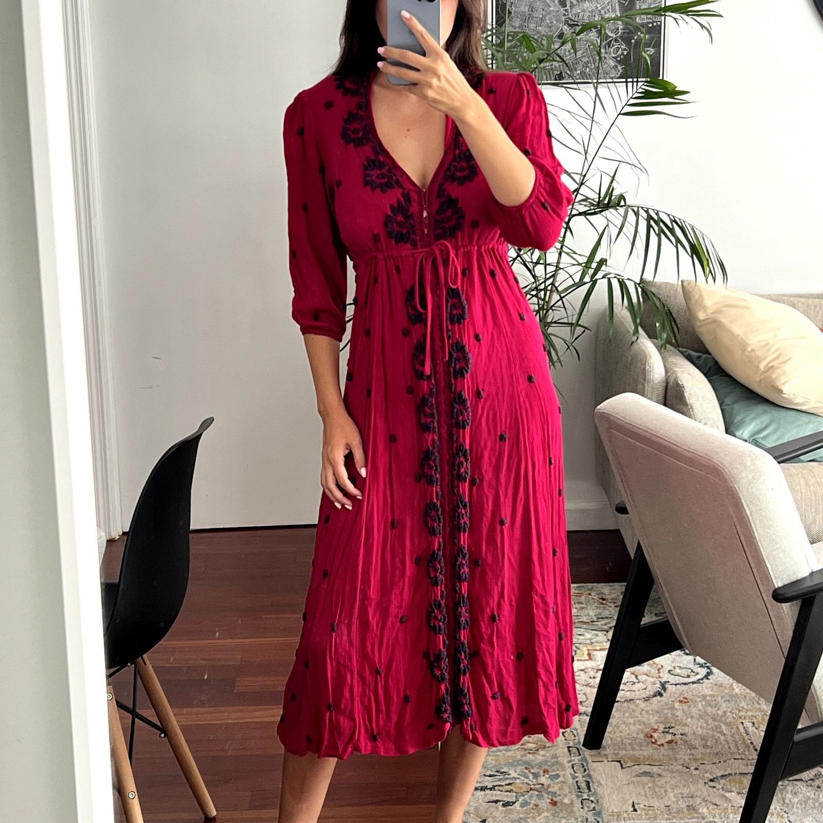 Embroidered Dress Free People Long Red Dress Free People