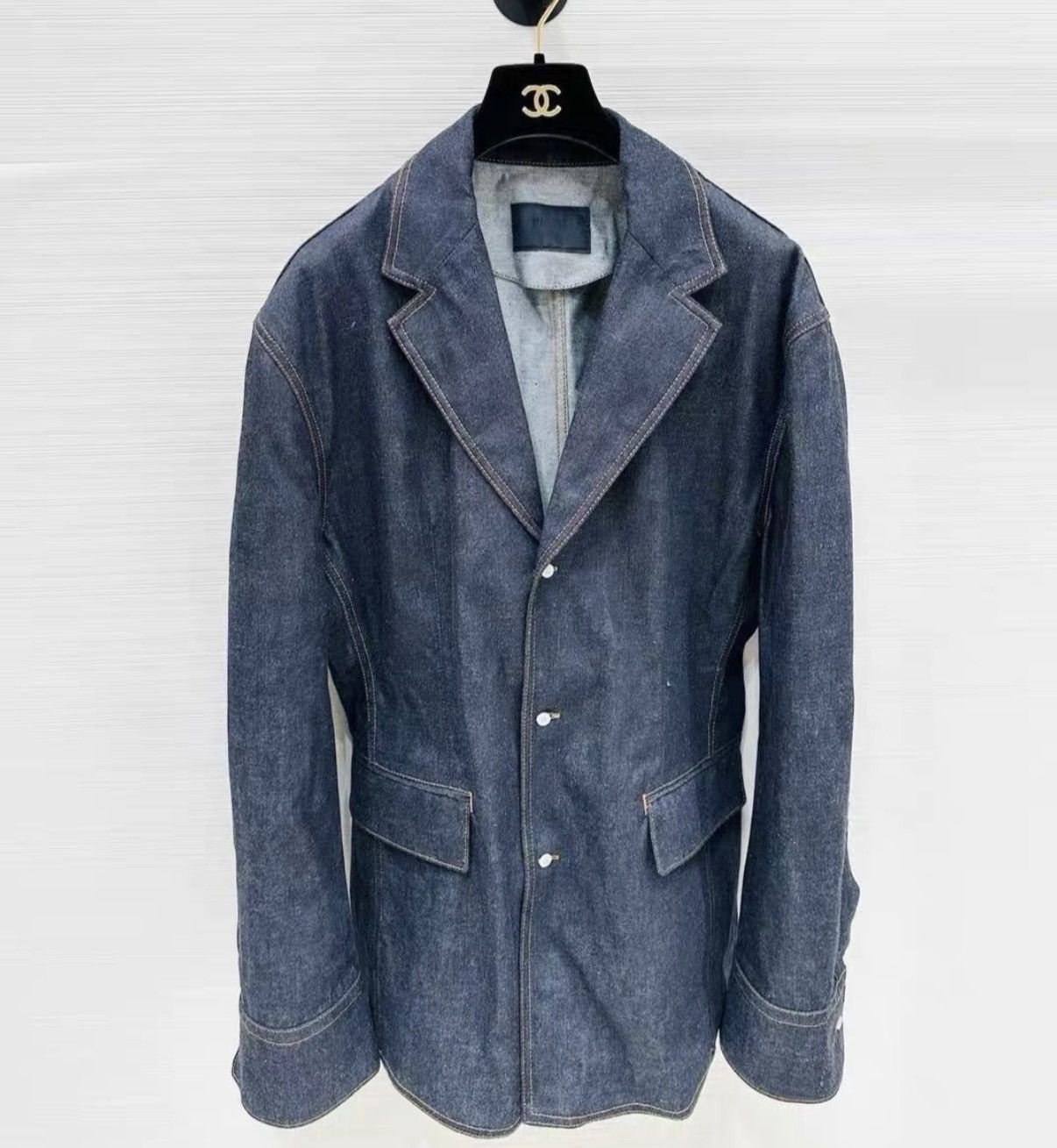 Prada Prada 25 Collection Denim Blue Hourglass Jacket J33 Size XL / US 12-14 / IT 48-50 - 1 Thumbnail