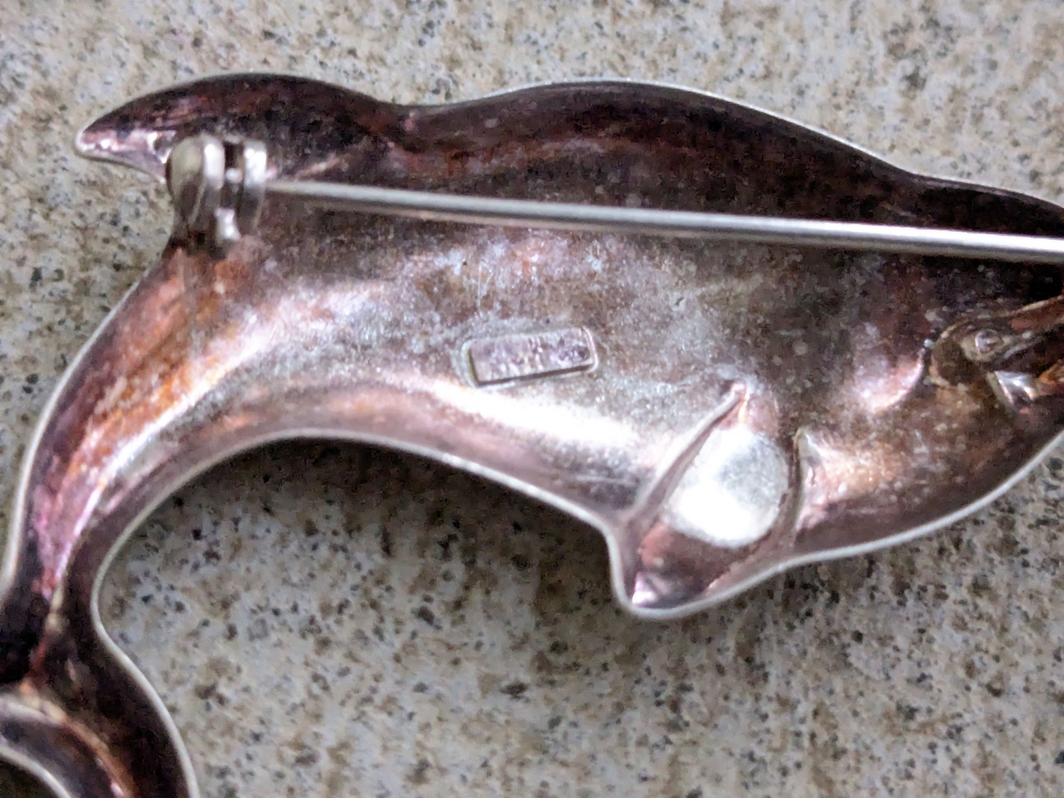 Jewelry × Vintage Vintage Sterling Silver Dolphin Pin Brooch Animal Size ONE SIZE - 9 Thumbnail