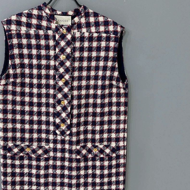 Gucci Sleeveless Gucci Woven Check Dress-2505 Size L / US 10 / IT 46 - 2 Thumbnail