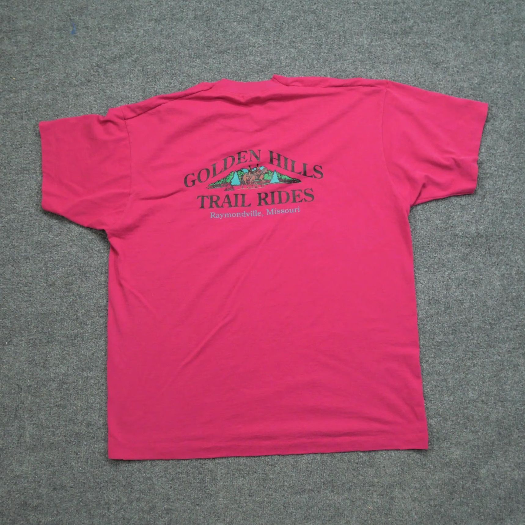Pinko VINTAGE Horse Riding T Shirt Mens XL Pink Golden Hills Trail Rides Single Stitch Size US XL / EU 56 / 4 - 2 Thumbnail
