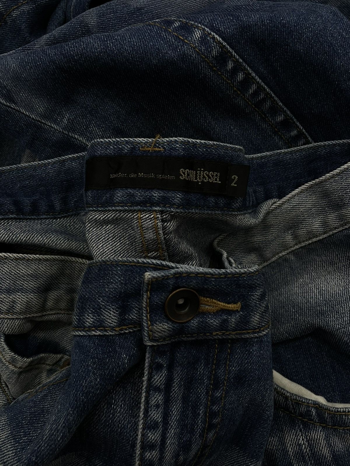 Le Grande Bleu (L.G.B.) Rare Vintage Designer Japan Schlussel Artwork Layered Denim Size US 31 - 13 Thumbnail