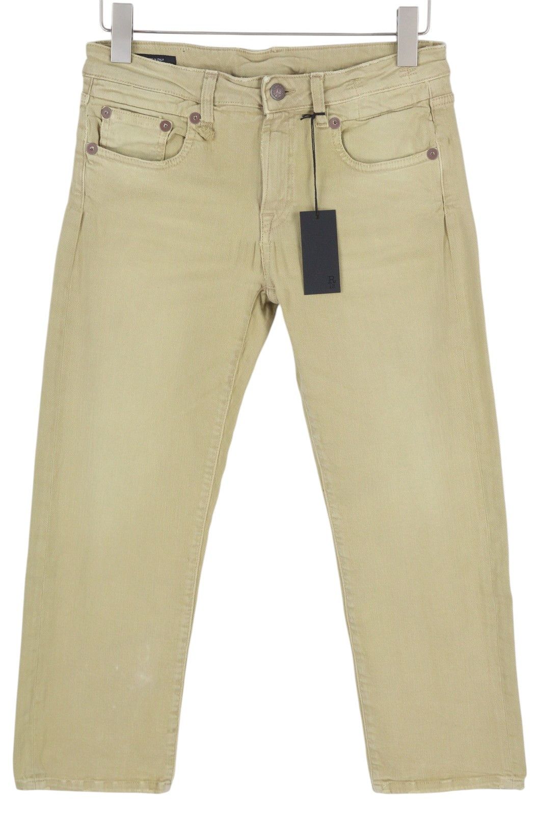 R13 BOY STRAIGHT 28 Khaki Stretchy Faded Ankle Casual 86300 Size 28" / US 6 / IT 42 - 3 Thumbnail