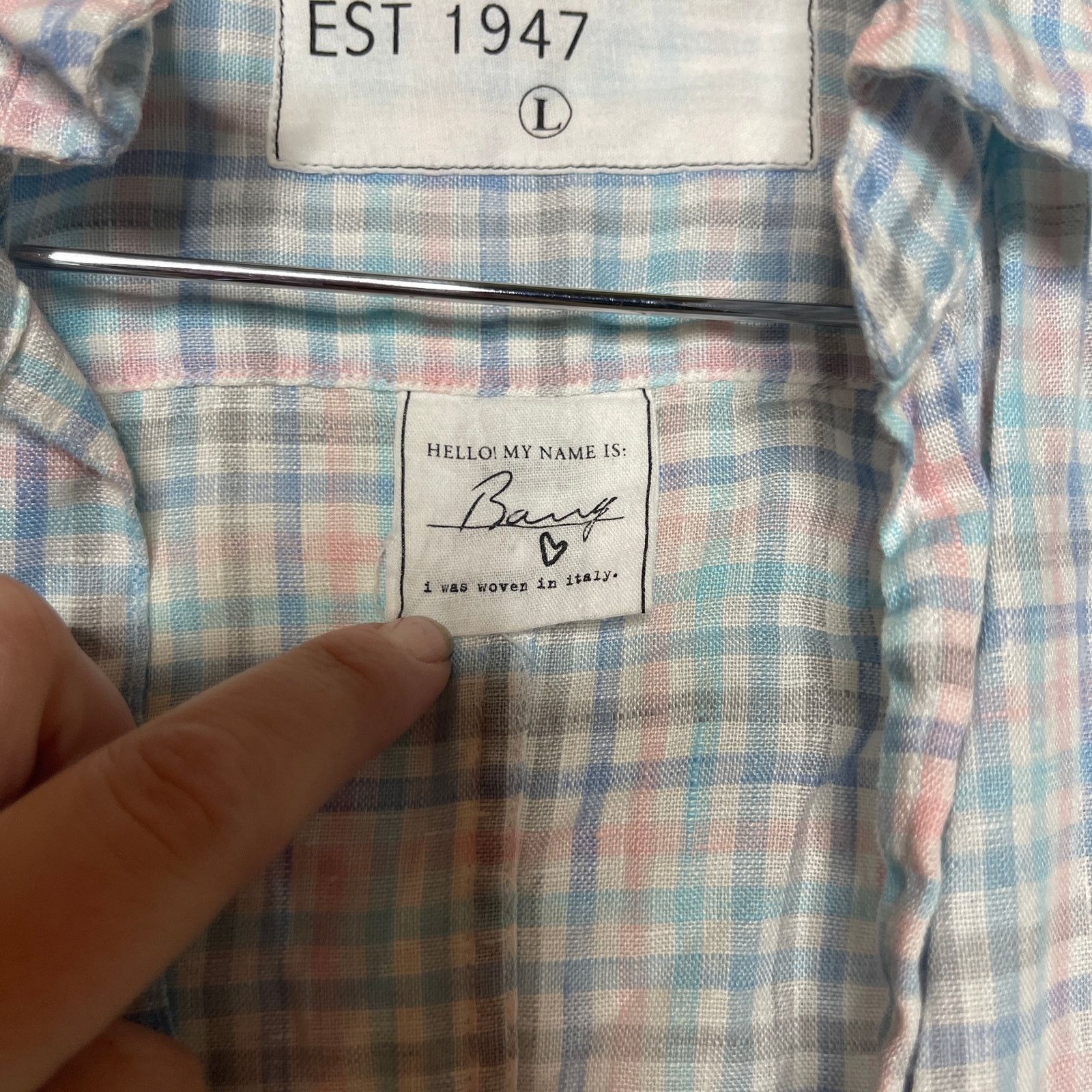 Frank & Eileen Frank & Eileen Barry blue pink plaid Italian linen shirt L Size L / US 10 / IT 46 - 4 Thumbnail
