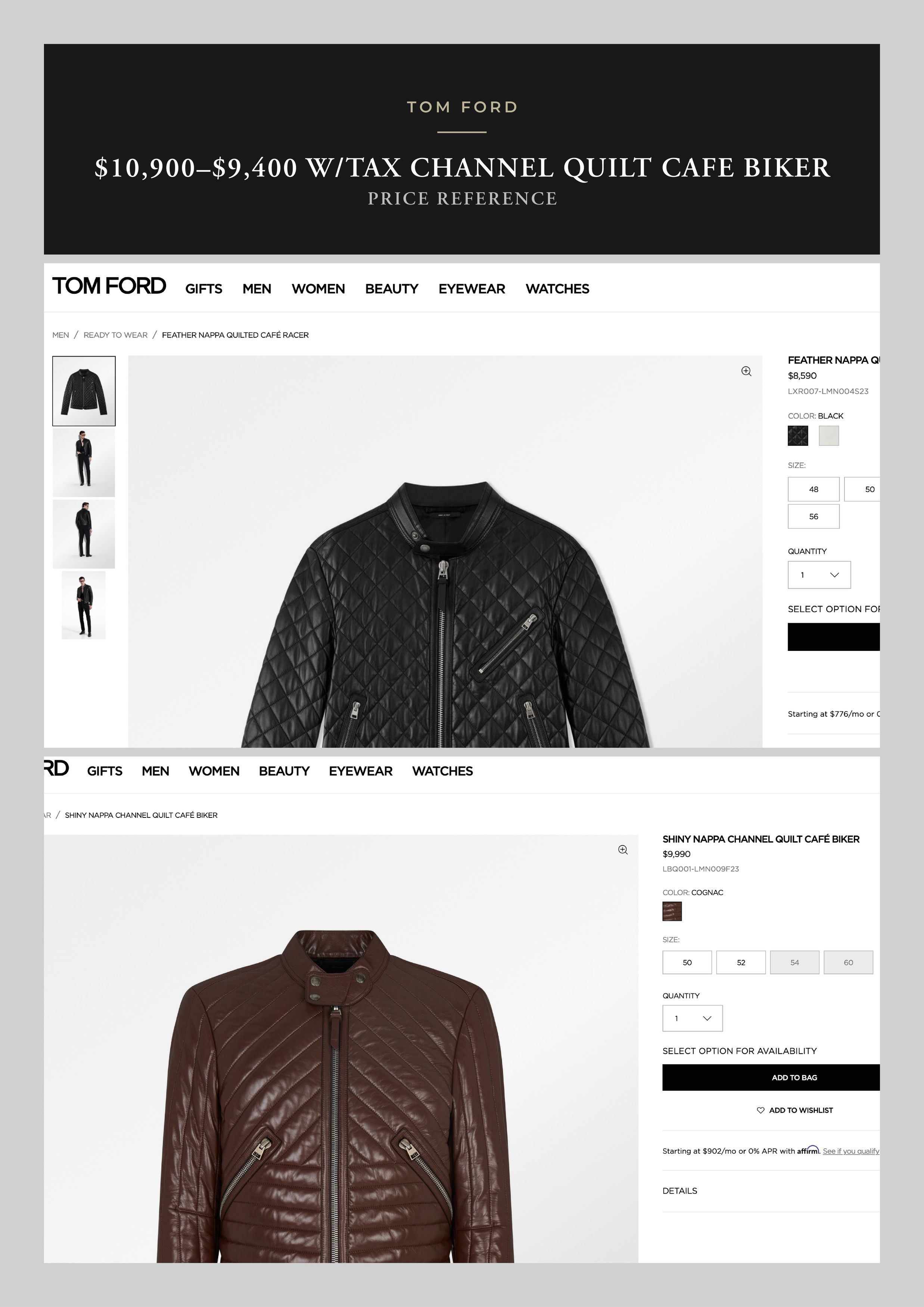 Tom Ford Ultimate New $8,200 w/tax Channel Quilted Cafe Racer Size US L / EU 52-54 / 3 - 7 Thumbnail