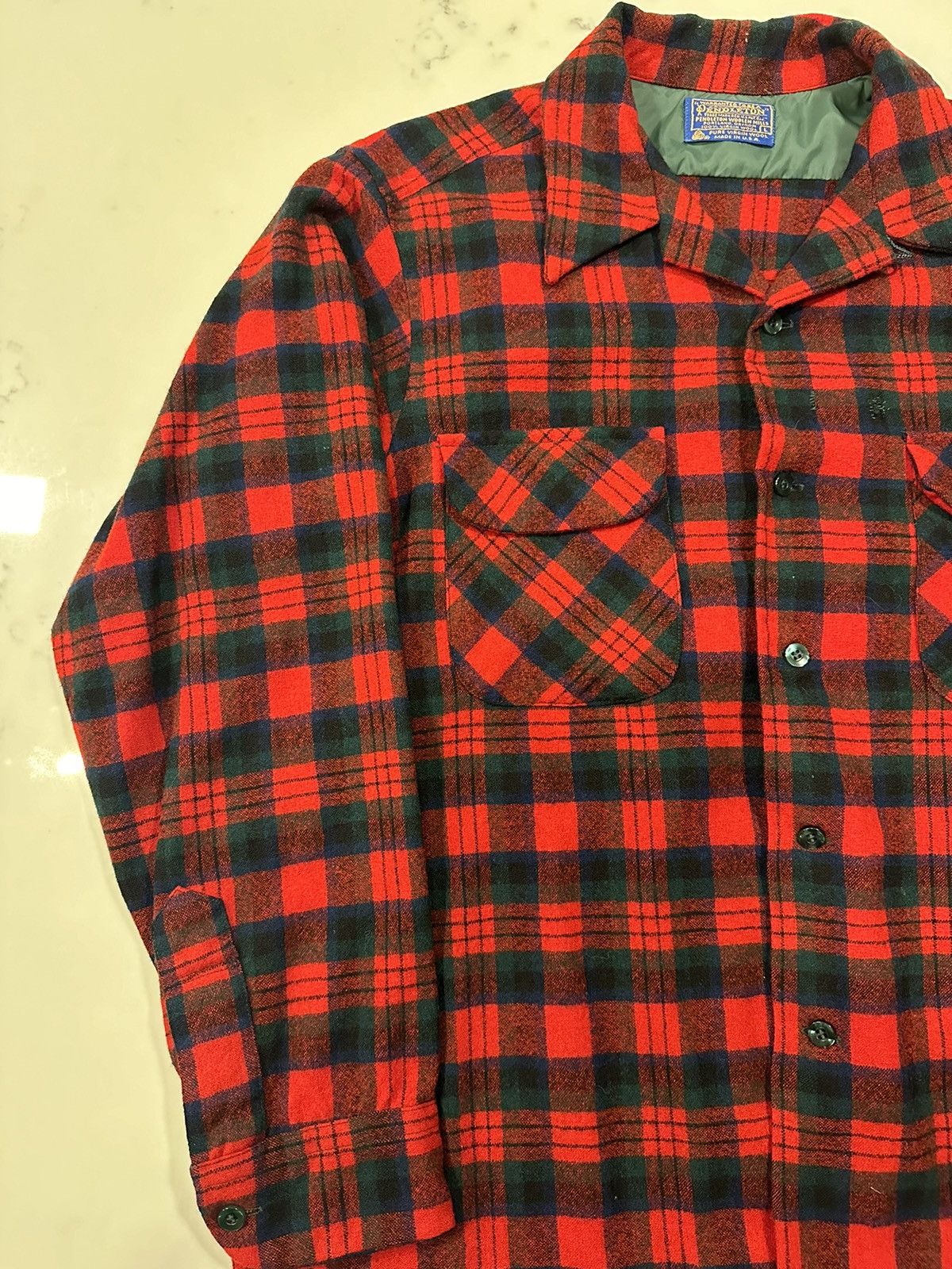 Pendleton × Vintage Vintage 1960s/70s Pendleton Button Up Fleece Red Size Large Size US L / EU 52-54 / 3 - 3 Thumbnail