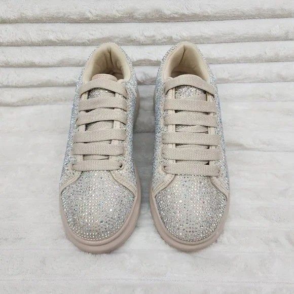 Other Cush Baby Nude Beige Rhinestone Sneakers Tennis Shoes (US Sh Size US 10 / IT 40 - 5 Thumbnail