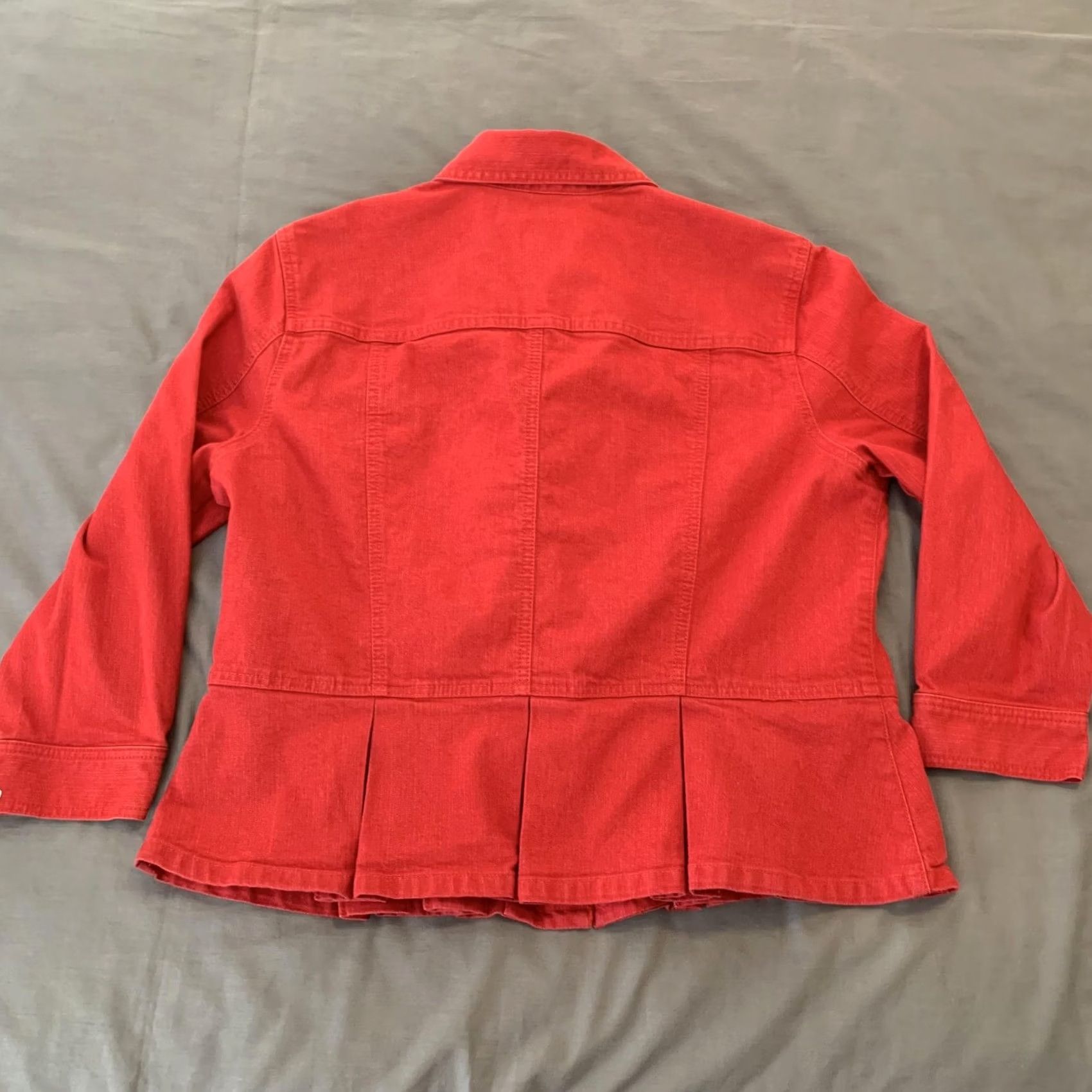 Vintage Ruby Rd Jacket Womens 18 Red Pleated Hem Stretch Button Front Beaded Boho Chic Size XXL / US 16-18 / IT 52-54 - 6 Thumbnail