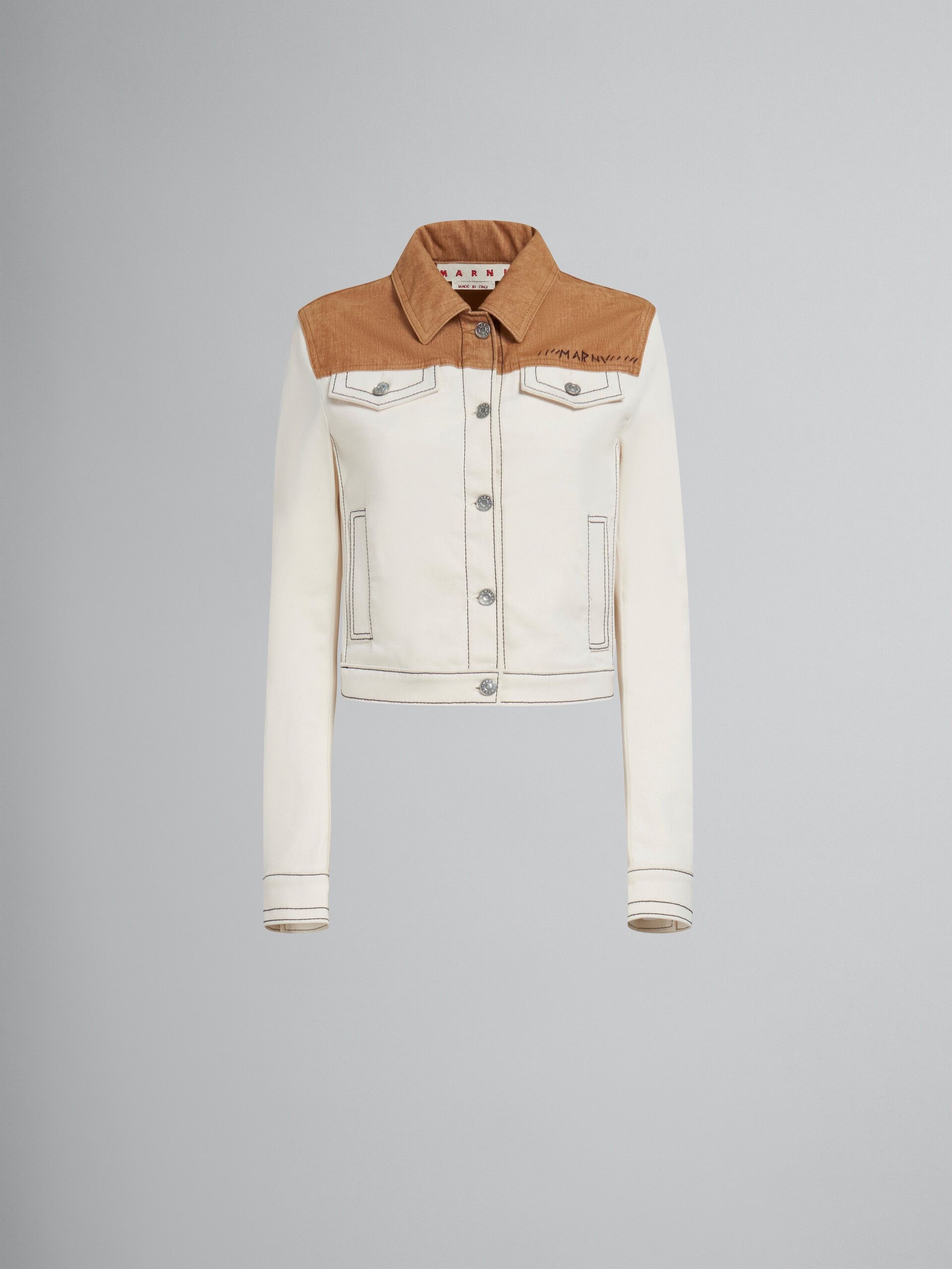 Marni o1w1db10125 Organic Denim Trucker Jacket in Ecru Size XL / US 12-14 / IT 48-50 - 1 Thumbnail