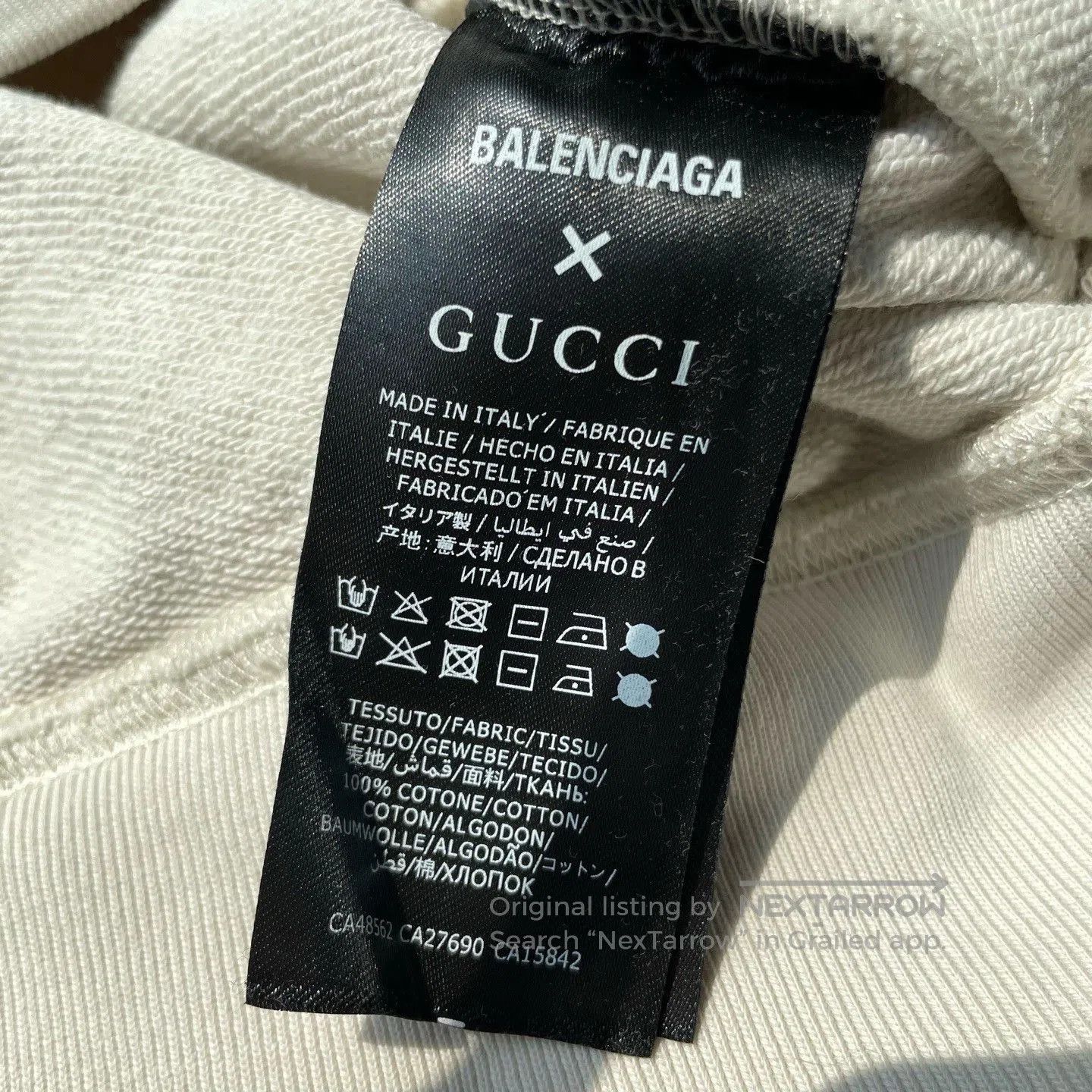 Gucci Gucci x Balenciaga Beige Dripped Tear Logo Side Zip Hoodie. Size US XS / EU 42 / 0 - 5 Thumbnail
