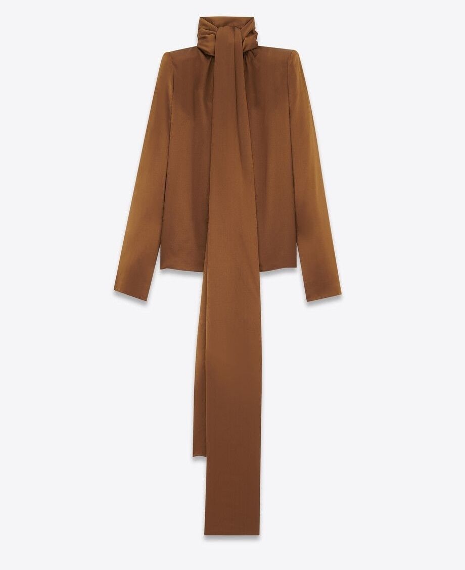 Saint Laurent Paris o1tp1o0125 Blouses in Brown Size XXS / US 00 / IT 34 - 2 Thumbnail