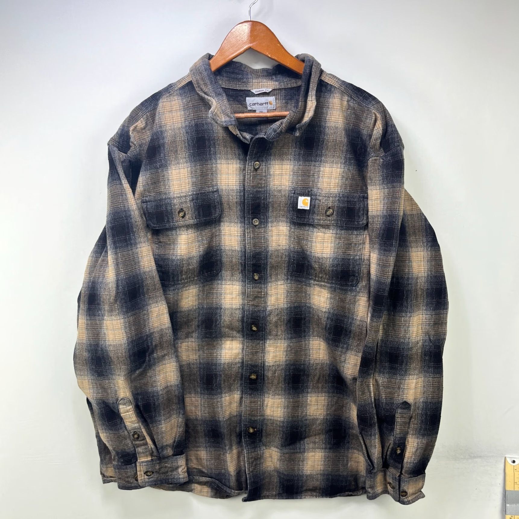 Carhartt VINTAGE Carhartt Shirt Plaid Button-Up 2XL Beige Cotton Flannel Casual Workwear Men Regular Size US XXL / EU 58 / 5 - 2 Thumbnail