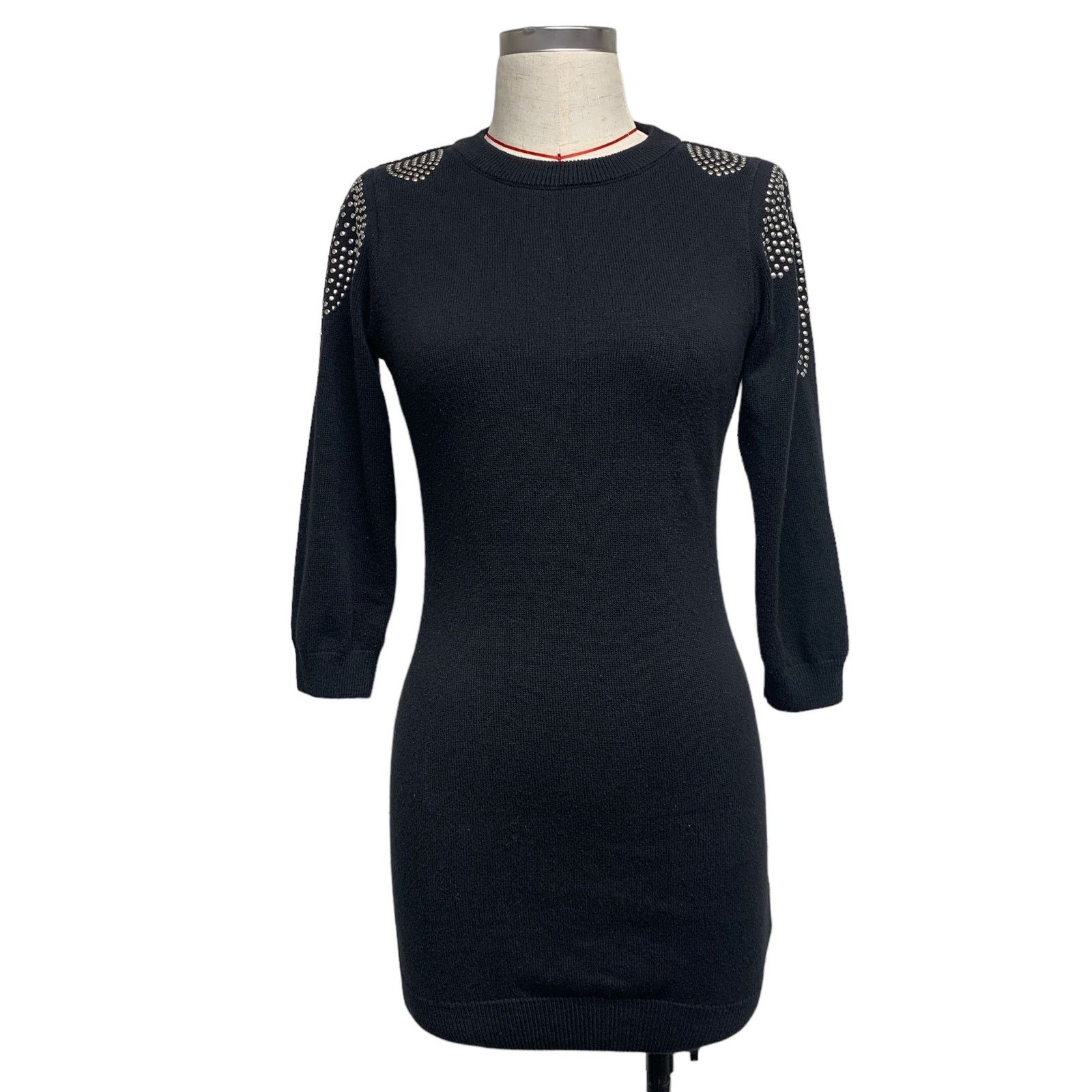 H&M H&M Womens Size 6 Black Knit Studded Shoulder Mini Dress Size M / US 6-8 / IT 42-44 - 1 Thumbnail