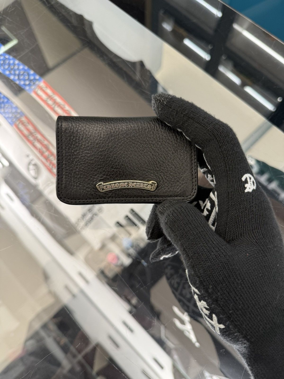 Chrome Hearts Wallet Cardholder Black Leather