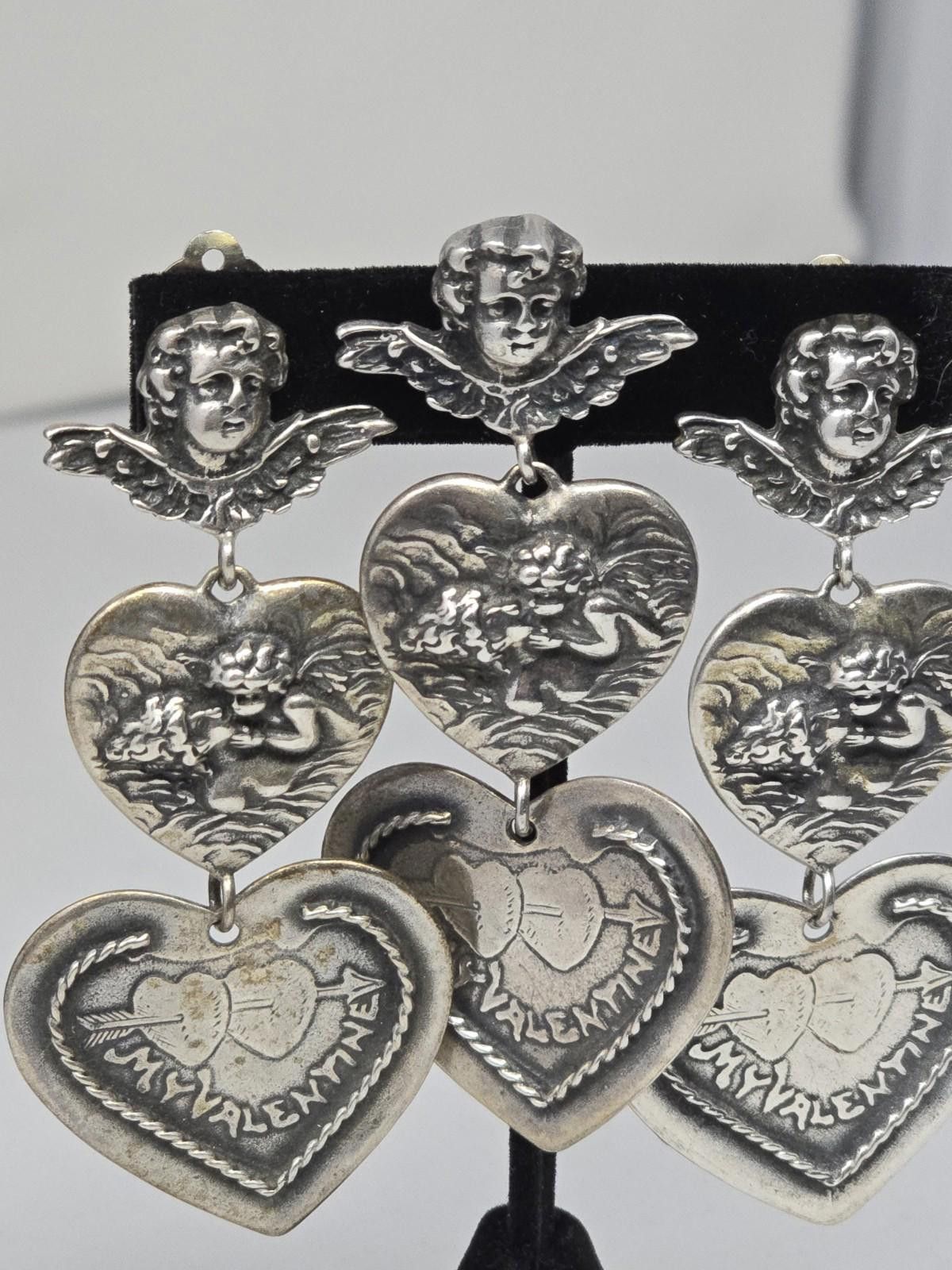 Sterling Silver T Foree Sterling Valentine Cupid Heart Earrings & Pin Set Size ONE SIZE - 3 Thumbnail
