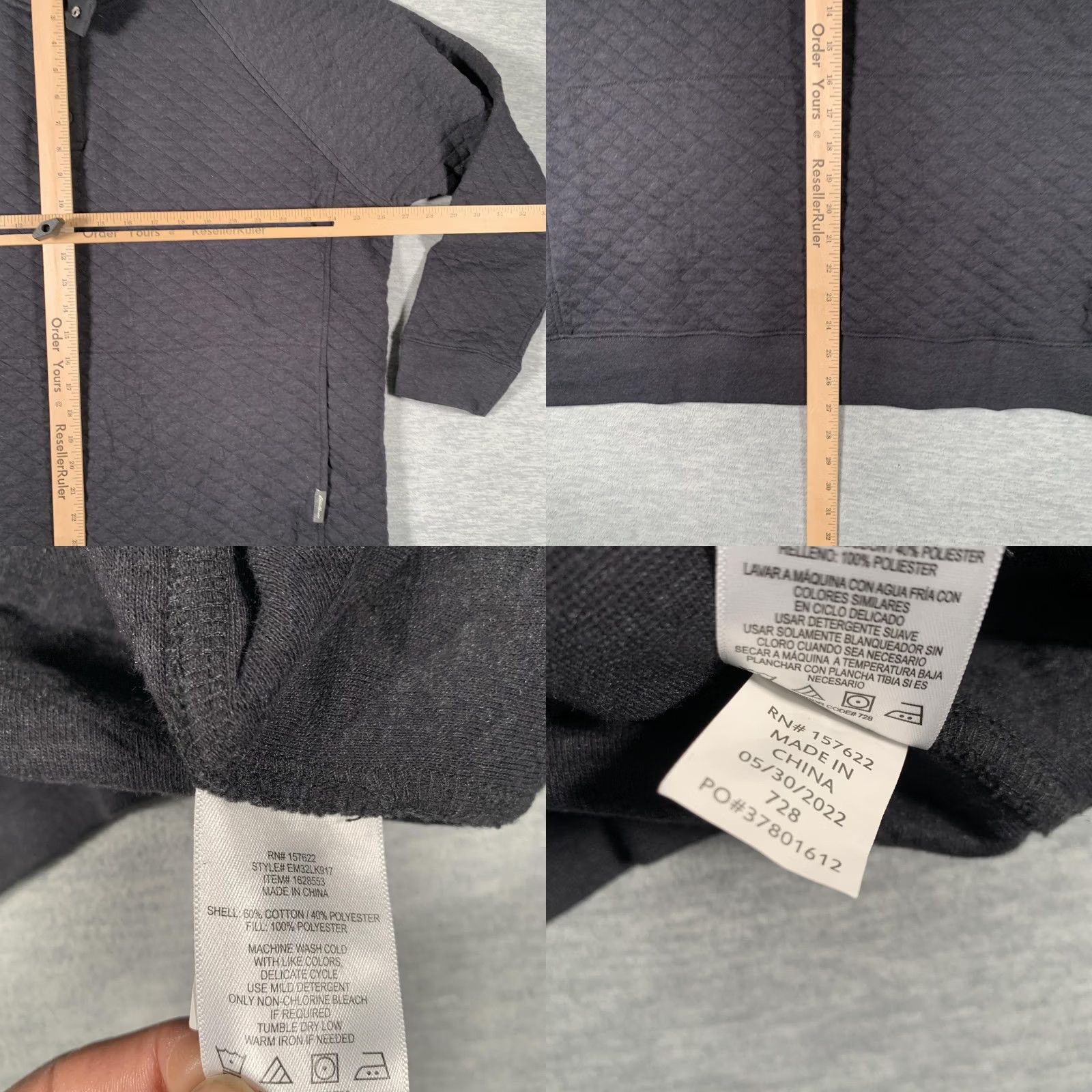 Eddie Bauer Eddie Bauer Sweatshirt Mens 2XL Gray Quilted Snap Henley Mock Neck Pullover Hoodie? Size US XXL / EU 58 / 5 - 8 Thumbnail