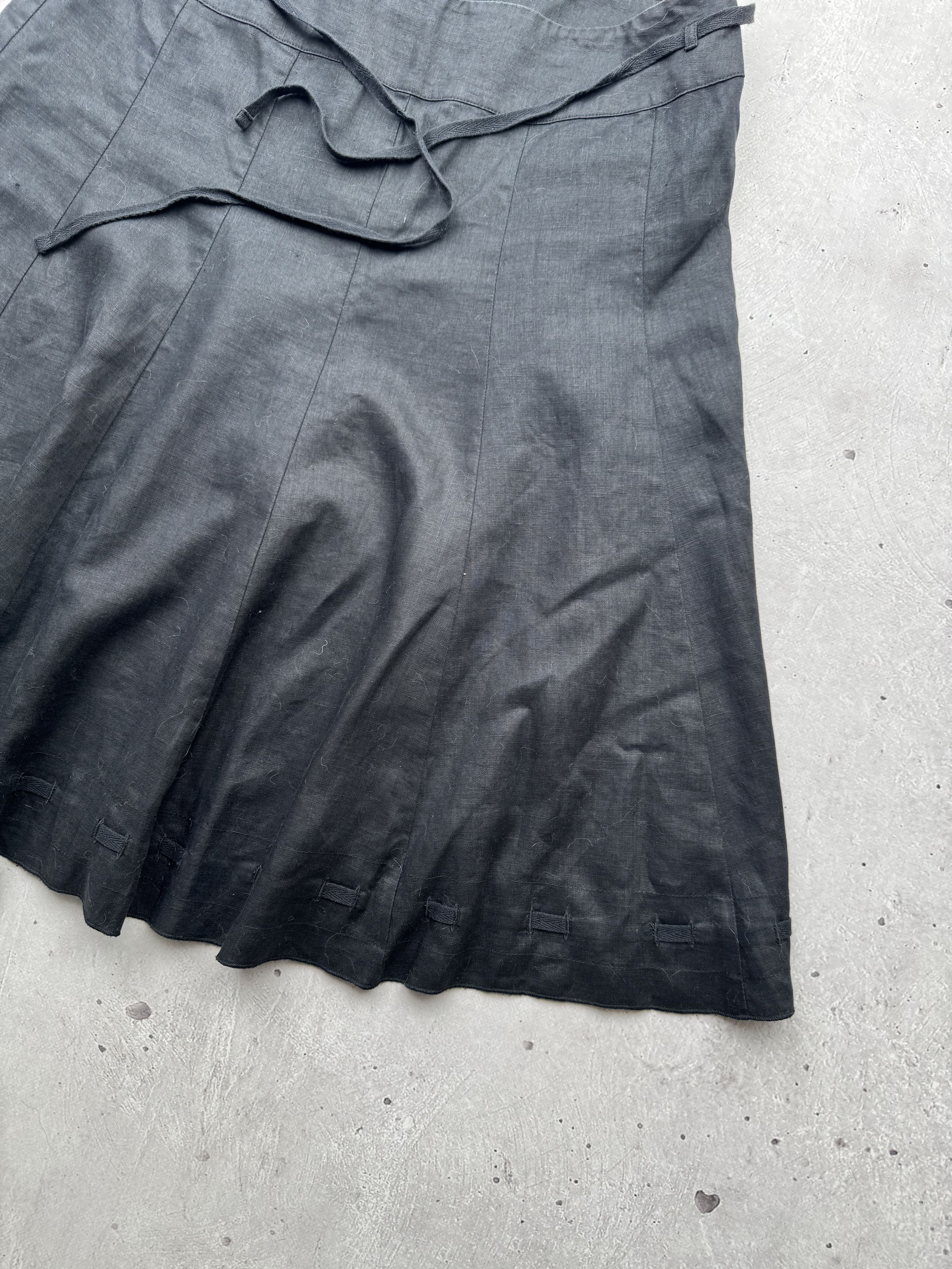 Japanese Brand × Vintage Vintage Linen Flared Belted Japanese Style Mini Skirt Size 32" / US 10 / IT 46 - 3 Thumbnail