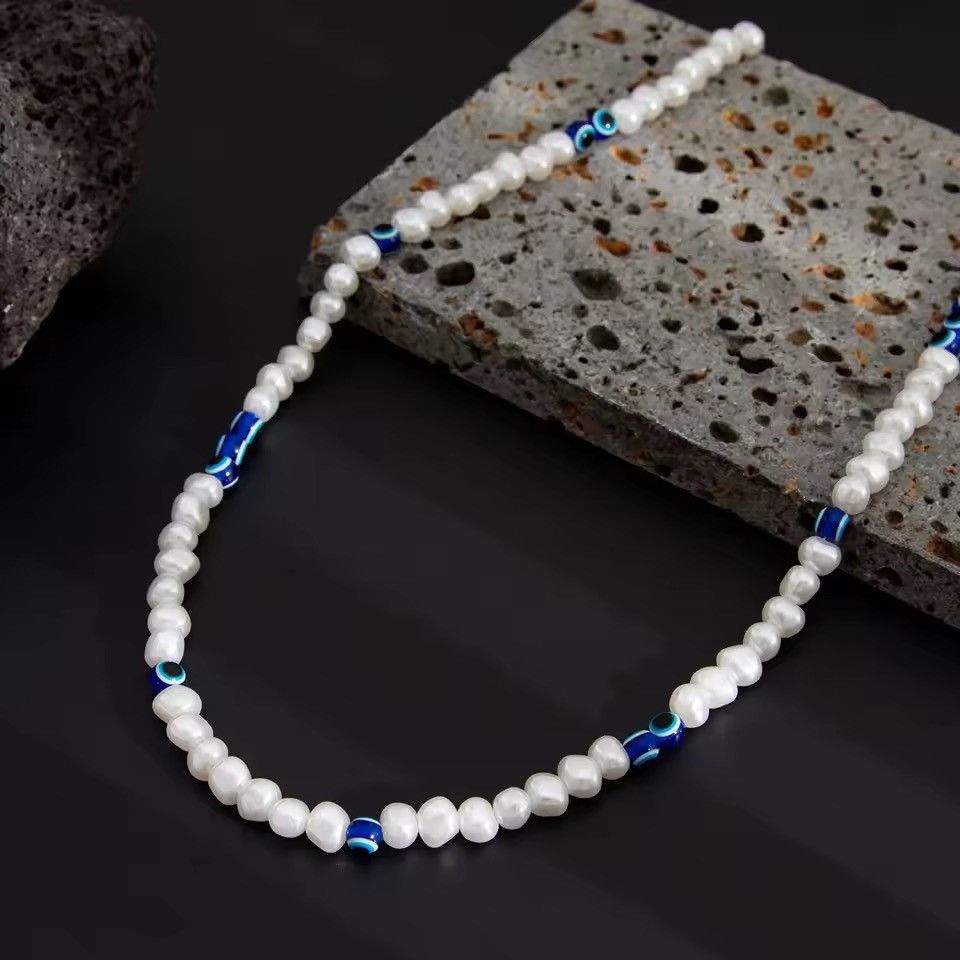 Jewelry Imitation Baroque Acrylic Pearl Demon Eye Bead Necklace Size ONE SIZE - 4 Thumbnail