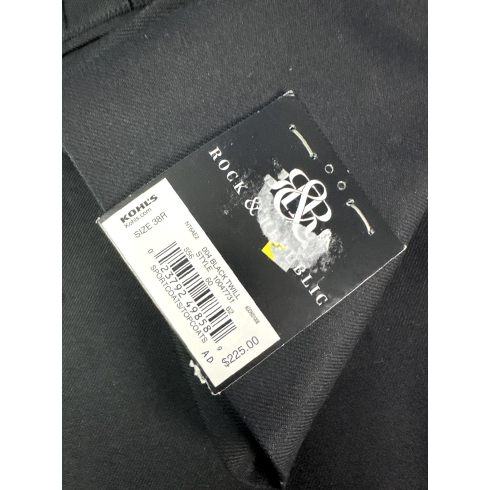 Vintage Rock & Republic Blazer Slim Fit Sport Coat 38R Black Mens New W Tags Size 38R - 5 Thumbnail