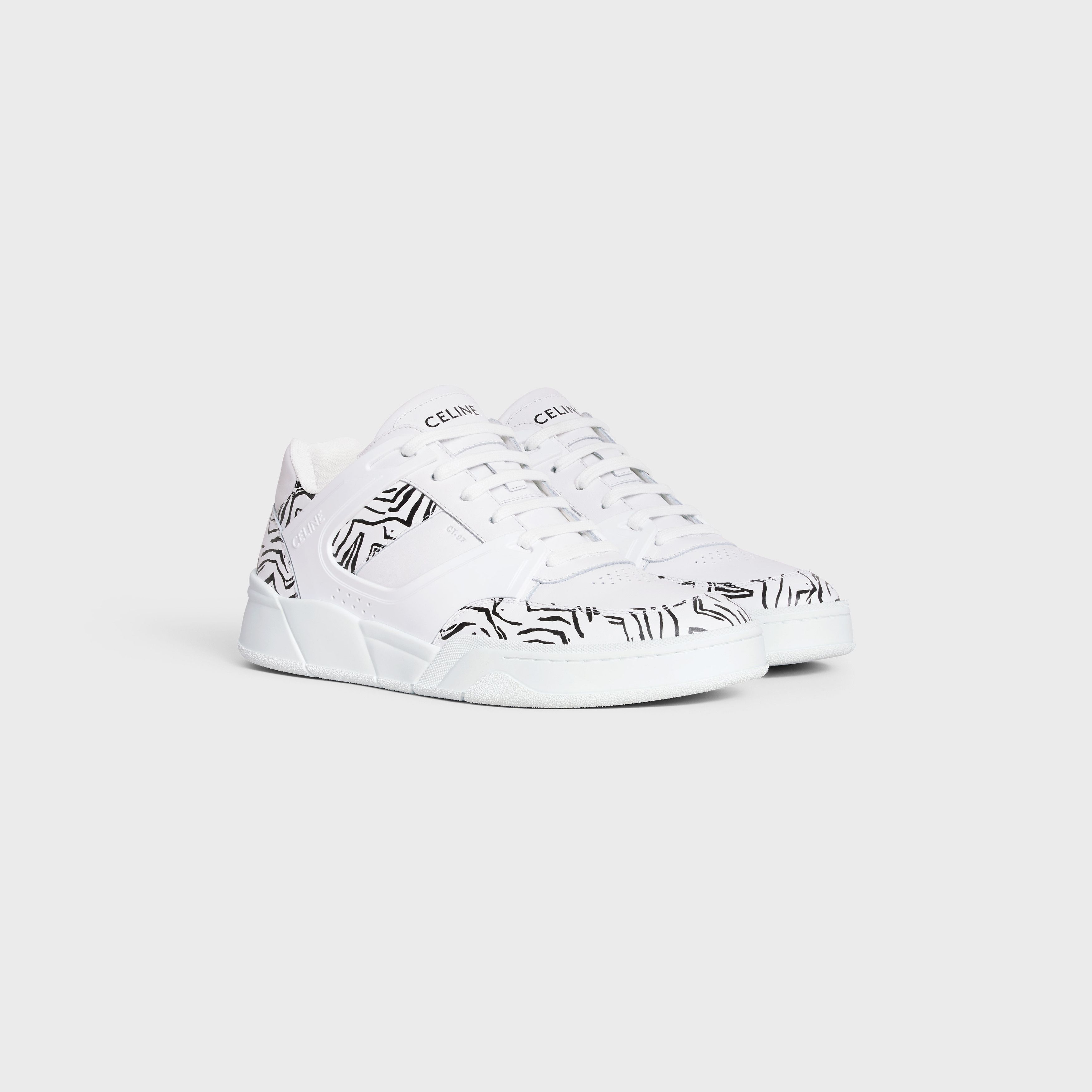 Celine o1bcso1str0824 Trainer CT-07 Low-Top Sneakers in White Black Size US 6 / EU 39 - 2 Thumbnail