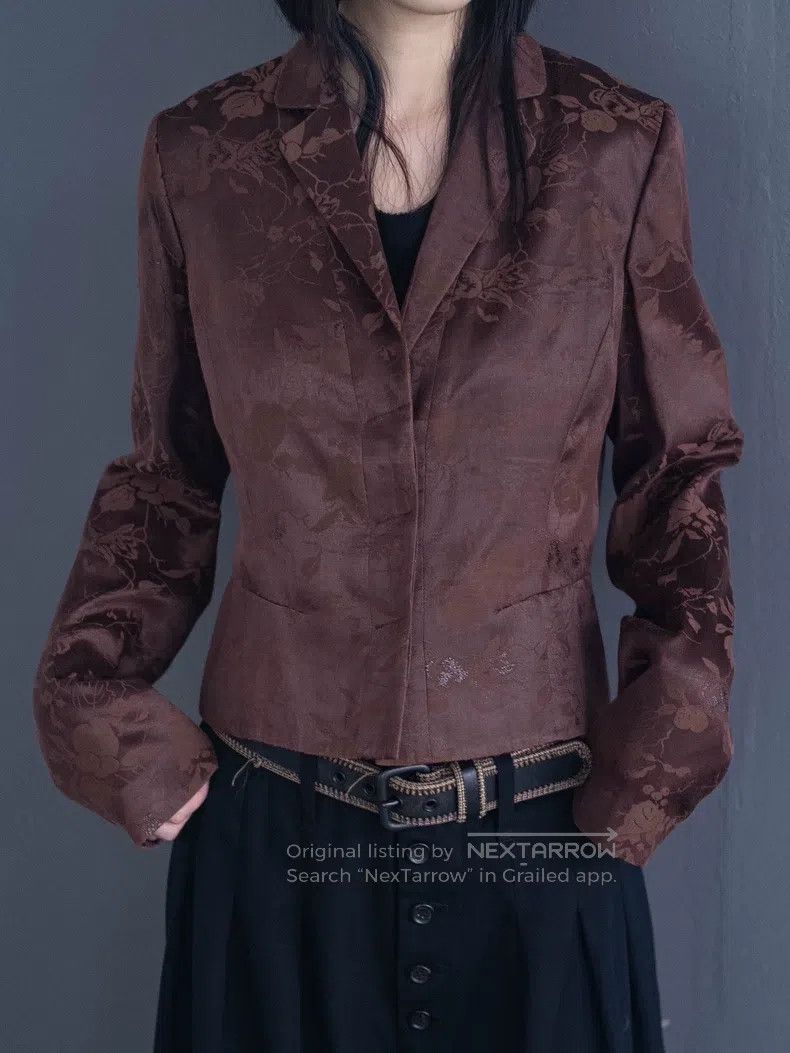 Kenzo Kenzo Brown floral silk jacket Size M / US 6-8 / IT 42-44 - 1 Thumbnail