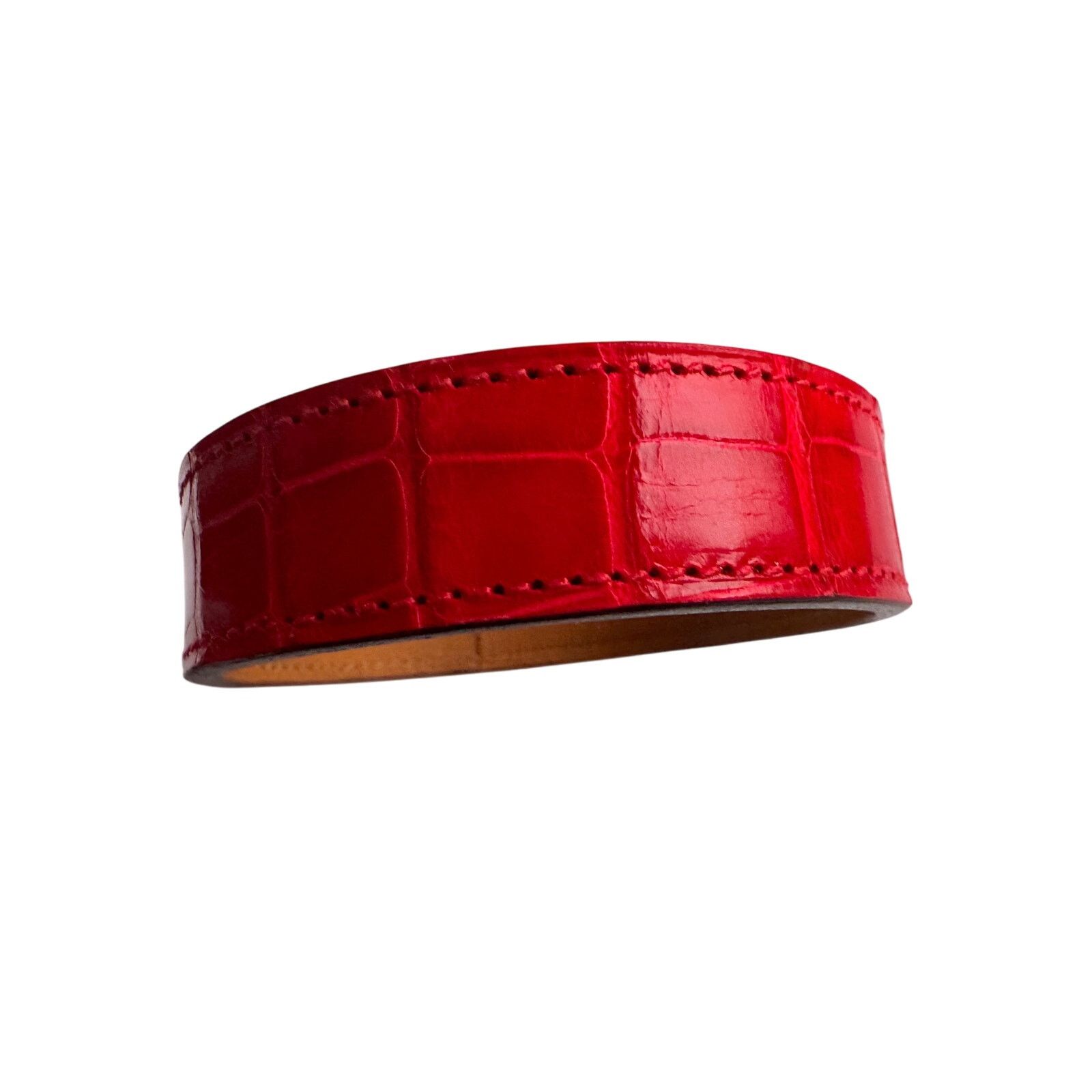 Hermes Hermes Red Croc Embossed Leather Bangle Bracelet Size ONE SIZE - 6 Thumbnail