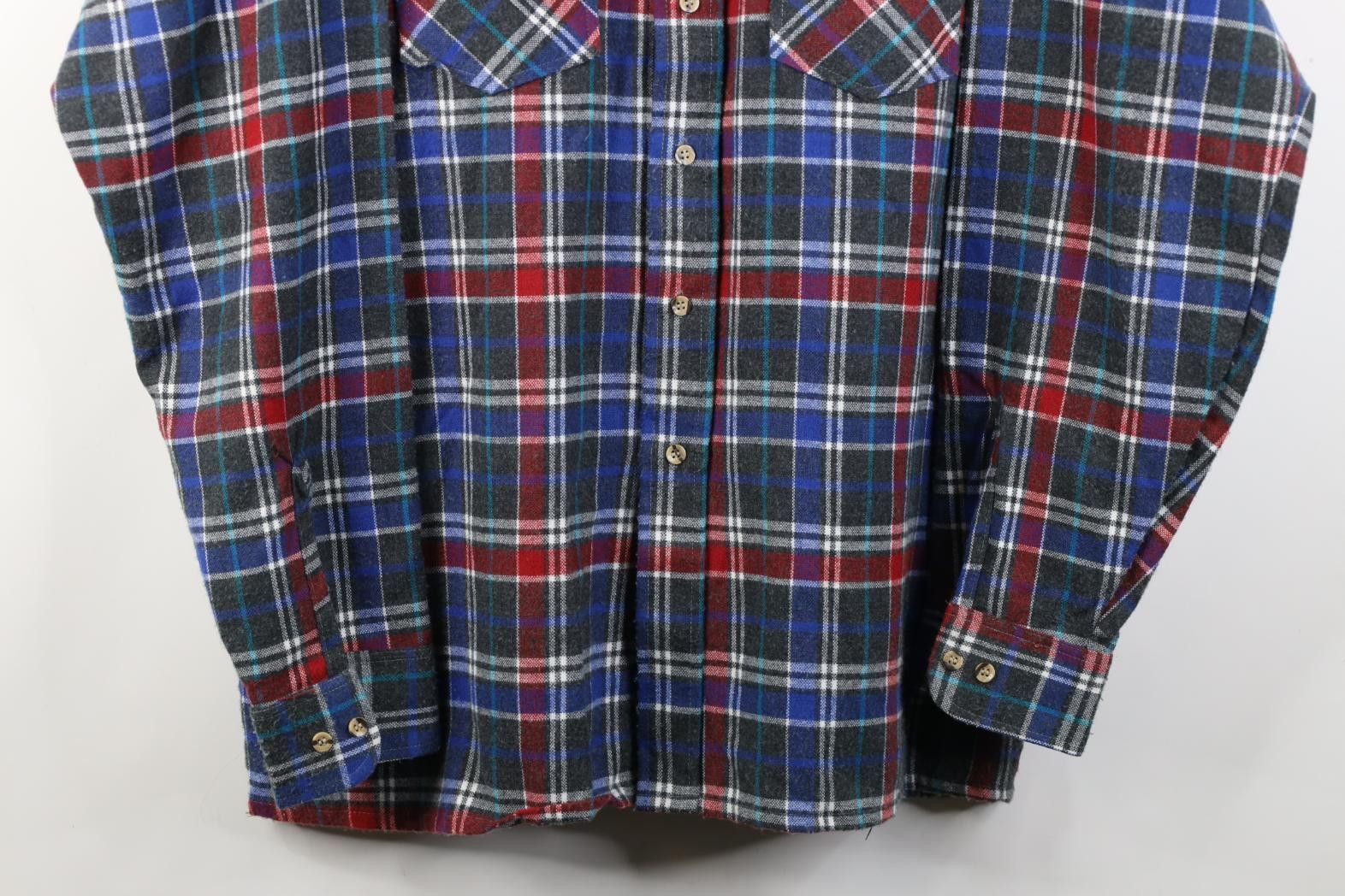 Vintage Vintage 70s Streetwear Knit Collared Button Shirt Plaid Size US L / EU 52-54 / 3 - 3 Thumbnail