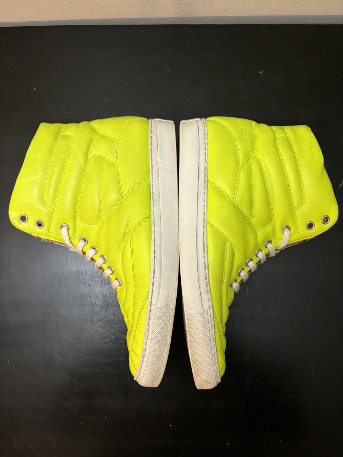Maison Margiela Maison Margiela MM6 High Top Quilted Leather Sneakers Yellow Size US 8 / EU 41 - 4 Thumbnail