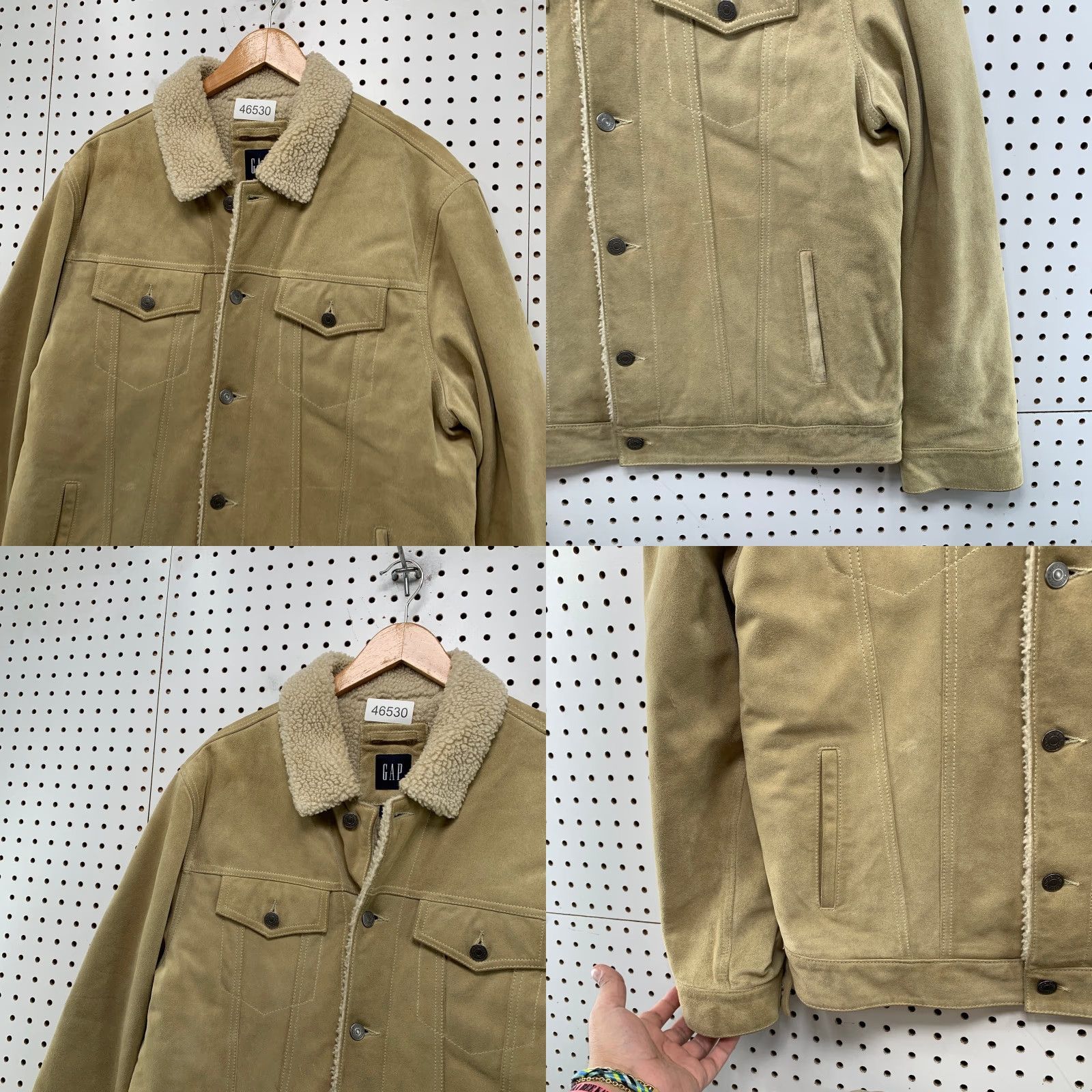 Gap VINTAGE Gap Leather Suede Jacket Mens Large Beige Sherpa Lined Collar Y2K Jacket Mens Large Beige Sherpa Lined Collar Y2K Size US L / EU 52-54 / 3 - 8 Thumbnail