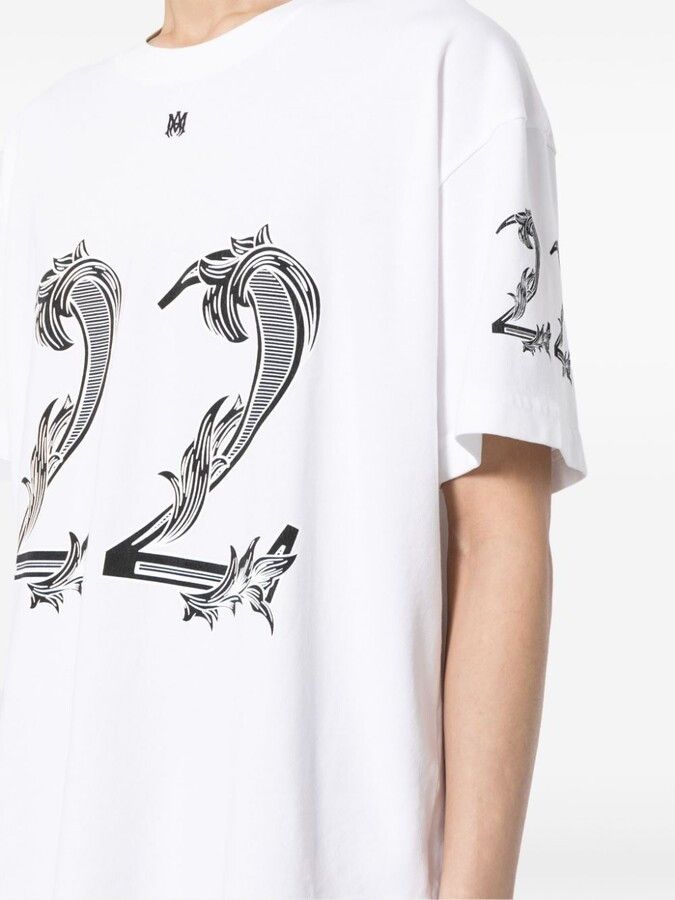 Amiri o1s1wg110525 Baroque Logo T-Shirt in White/Black Size US S / EU 44-46 / 1 - 5 Thumbnail