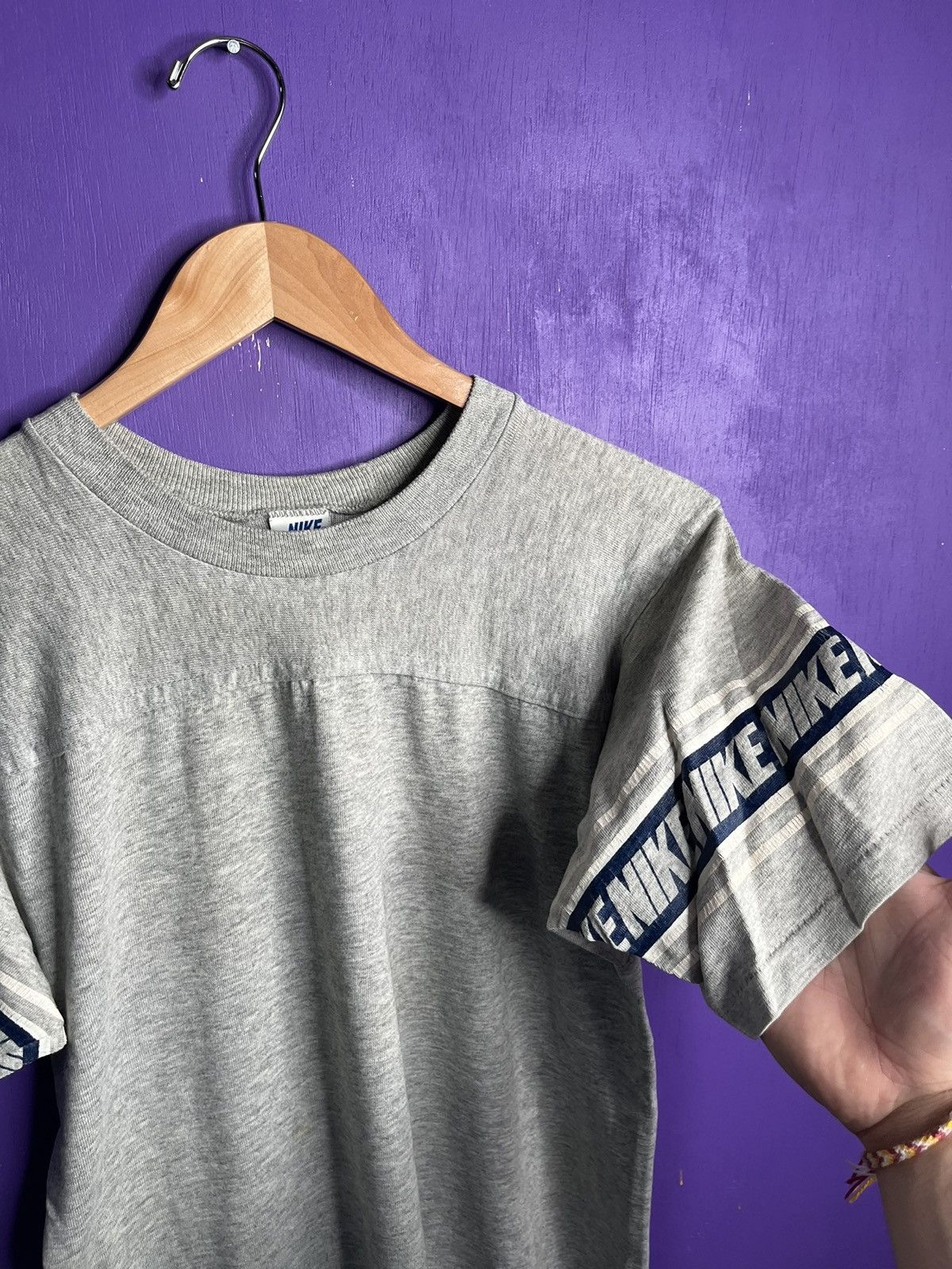 Nike × Vintage Vintage 70s Nike sleeve hits logo jersey shirt Size US M / EU 48-50 / 2 - 3 Thumbnail