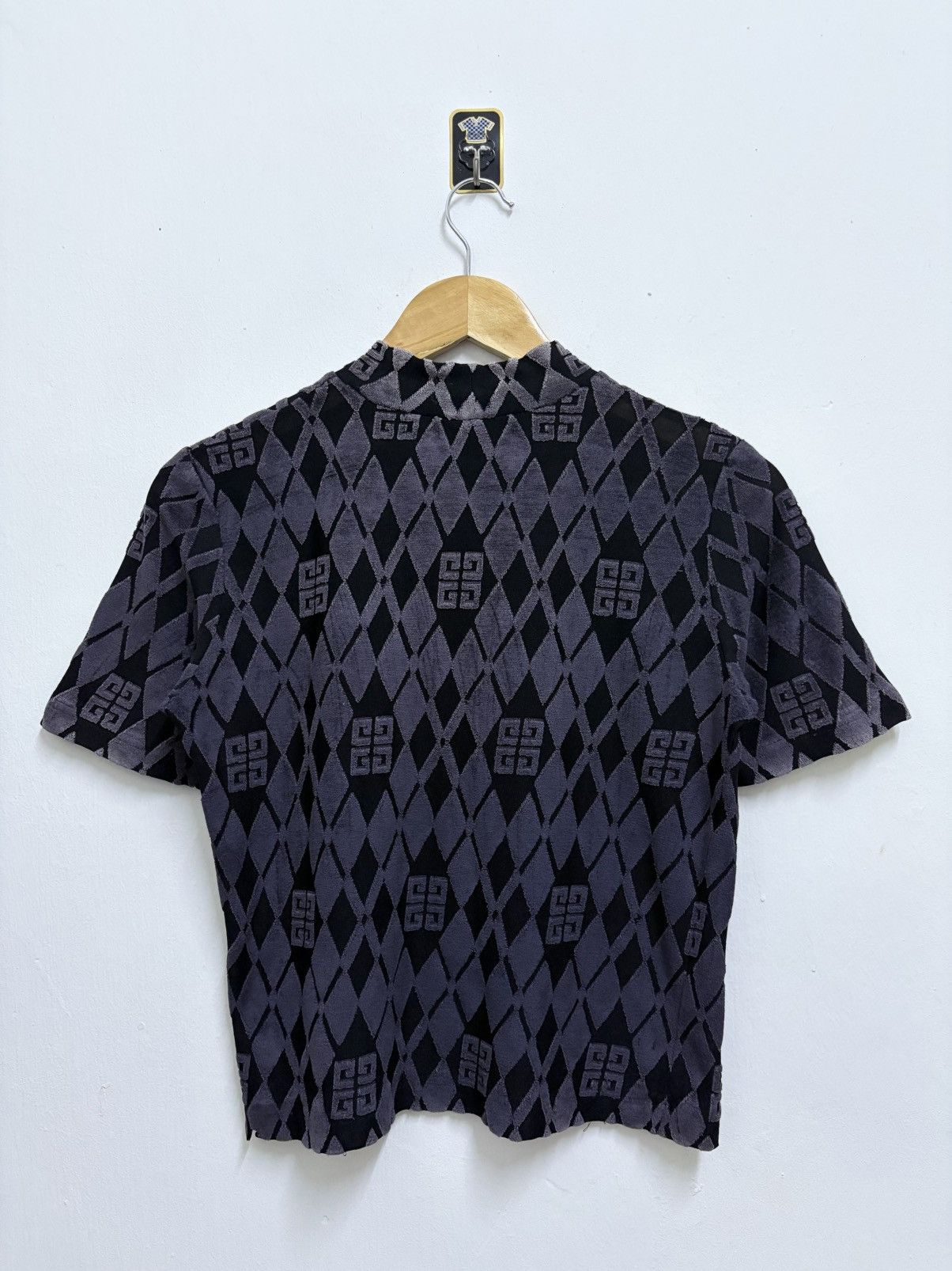 Givenchy Vintage 90's Givenchy Monogram - Argyle Pattern S/S Shirt Size S / US 4 / IT 40 - 2 Thumbnail