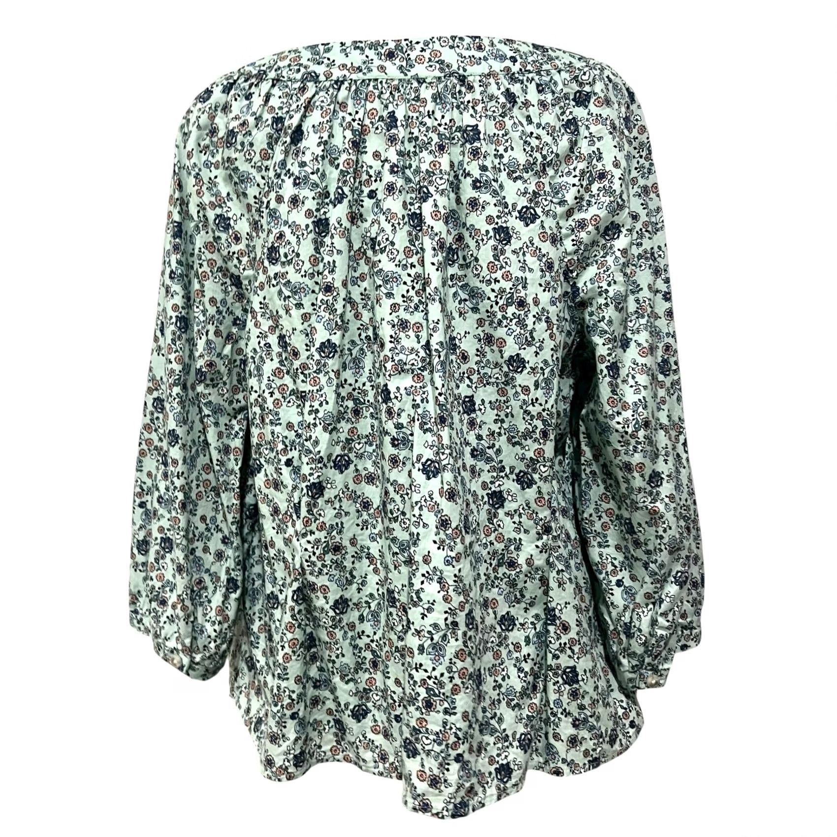 J. Jill VINTAGE J. Jill Floral Peasant Top Blue Womens Petite L Boho Cotton Button Up Blouse 3/4 Sleeve Round Neck Shirt Girls Mens Size L / US 10 / IT 46 - 4 Thumbnail