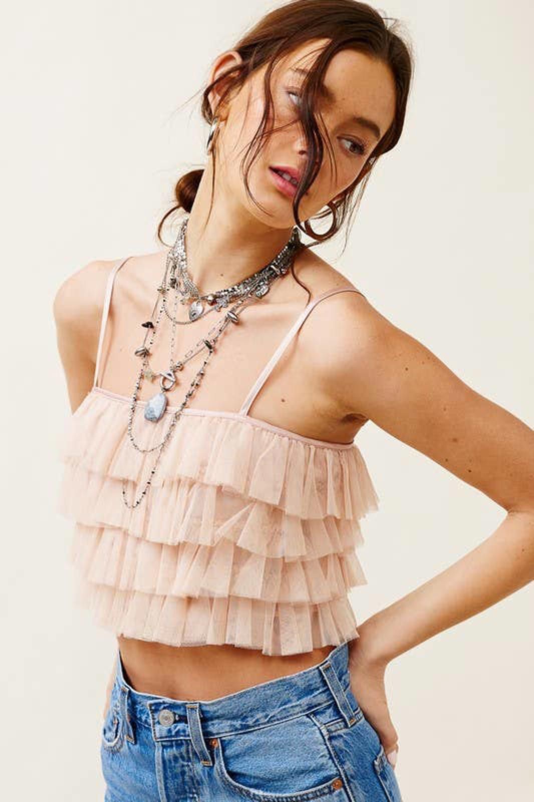 Other Ruffled Tulle Tiered Cropped Tank Top Size S / US 4 / IT 40 - 1 Thumbnail