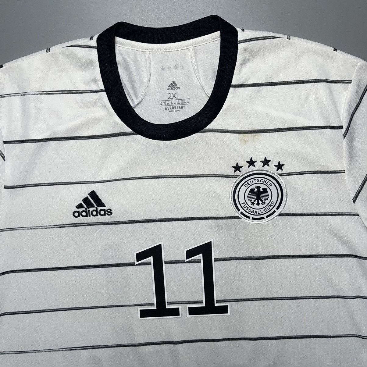 Adidas GERMANY ADIDAS 2020 EURO FOOTBALL HOME JERSEY #11 WERNER Size US XXL / EU 58 / 5 - 3 Thumbnail