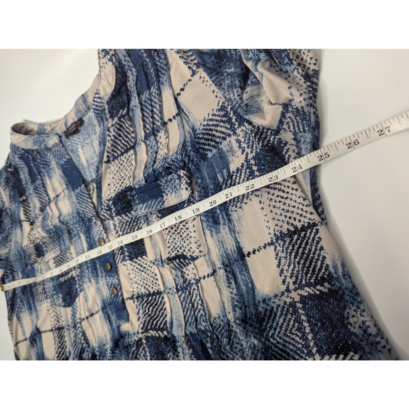 Vintage Cocomo Plaid 3/4 Roll Tab Sleeve Button Top V-Neck Henley Plus 3X Blue Knit Blouse Women Shirt Tunic Size XXL / US 16-18 / IT 52-54 - 6 Thumbnail