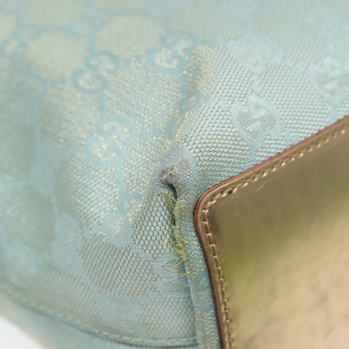 Gucci GUCCI GG Canvas Tote Bag Light Blue Gold 002 002 Size ONE SIZE - 10 Thumbnail