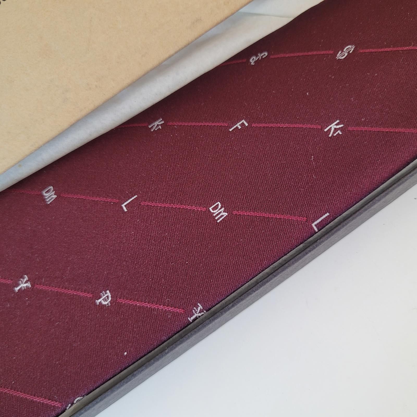 Pierre Cardin Pierre Cardin Necktie Maroon w/ White Currency Symbols & Box Size ONE SIZE - 3 Thumbnail