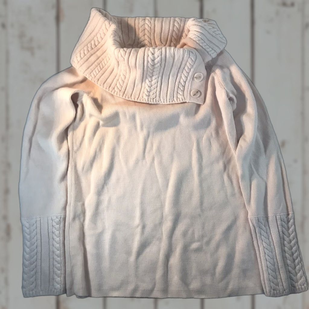 Vintage Dana Buchman Peach Chunky-Knit Cowl Neck Sweater Womens Size L Pullover Classic Heavyweight Size L / US 10 / IT 46 - 1 Thumbnail