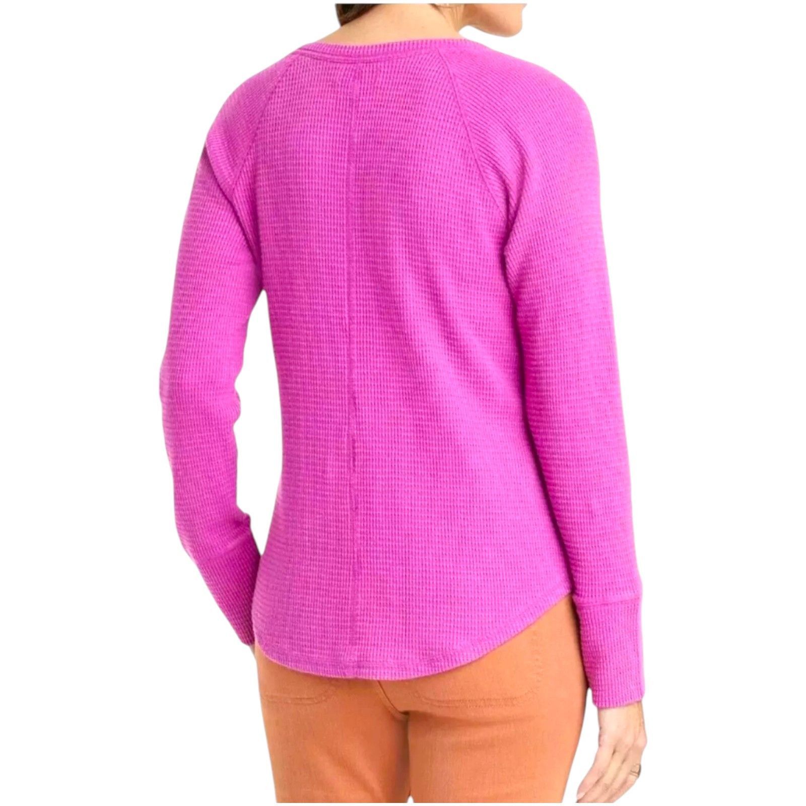 Other Knox Rose - Women's Long Sleeve Notch Neck Thermal Top - Pur Size M / US 6-8 / IT 42-44 - 2 Thumbnail