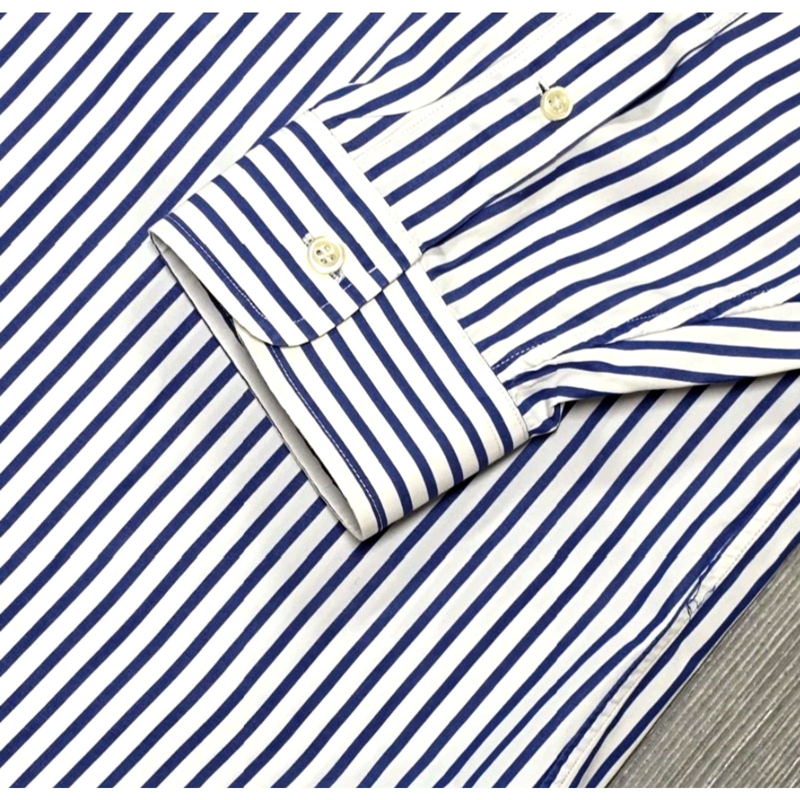 Polo Ralph Lauren Ralph Lauren Polo Long Sleeve Shirt 2XLT Blue White Stripe Bengal Poplin OCBD Button-Up Mens Size US XXL / EU 58 / 5 - 4 Thumbnail