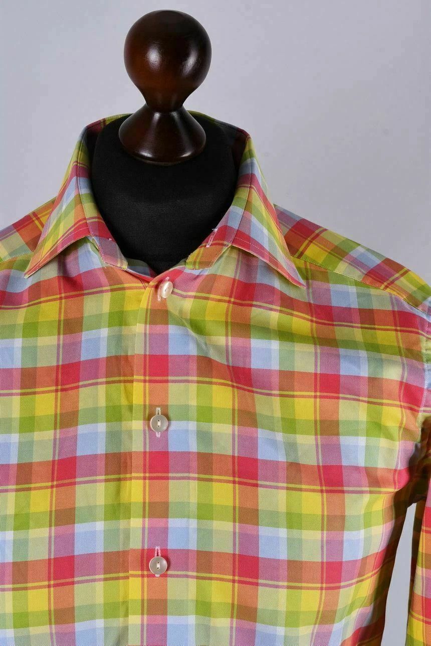 Eton Eton Contemporary Plaid Multicolor Cotton Shirt Size US M / EU 48-50 / 2 - 2 Thumbnail