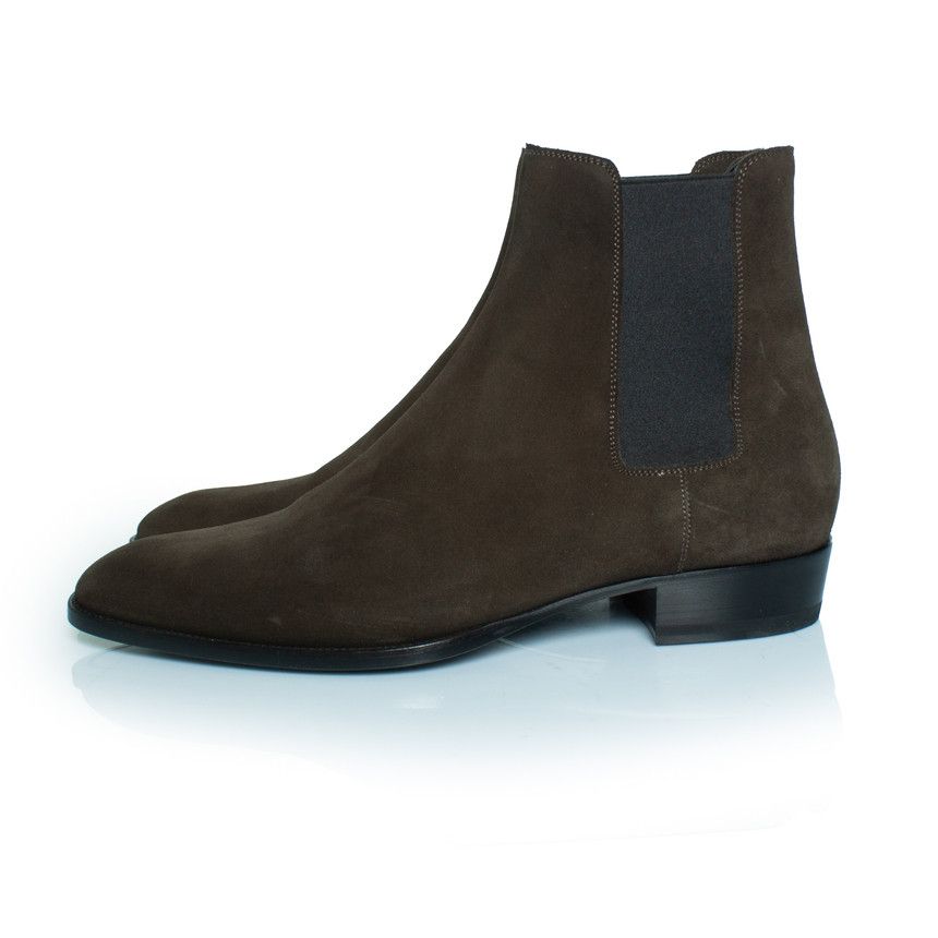 Saint Laurent Paris Saint Laurent, Kaki suede Chelsea ankle boots Size US 11.5 / EU 44-45 - 2 Thumbnail