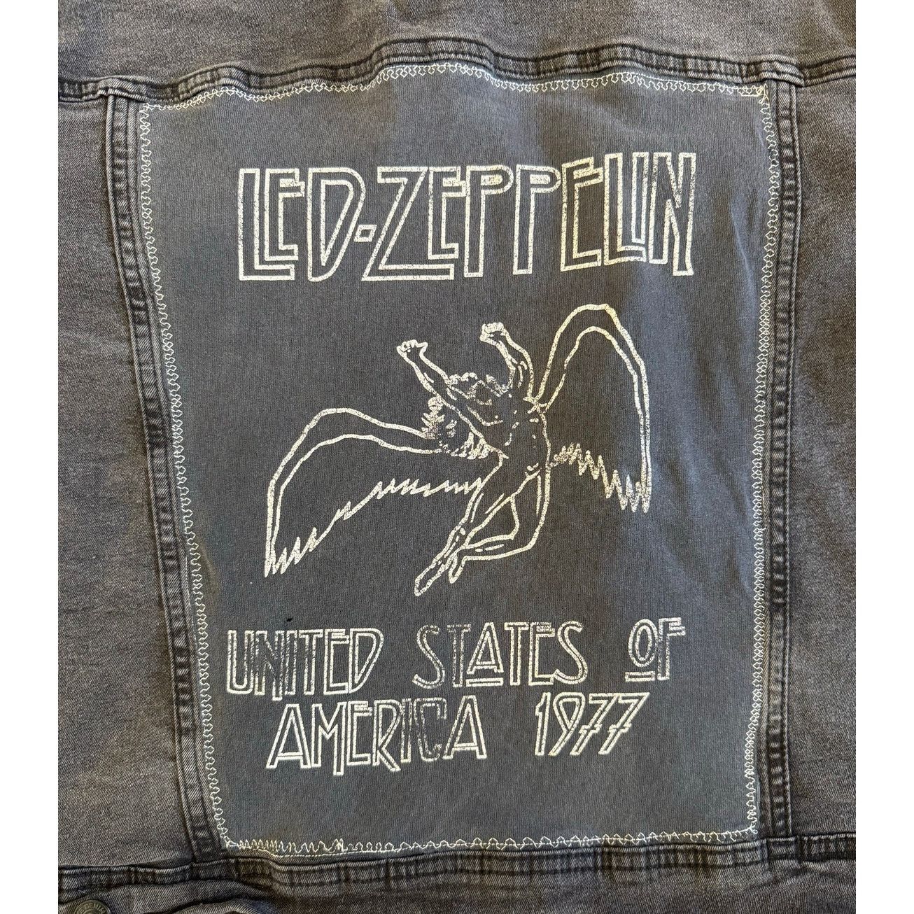Led Zeppelin LED ZEPPELIN Upcycled Gray Denim Jacket Retro Vintage 2X Size XXL / US 16-18 / IT 52-54 - 10 Thumbnail