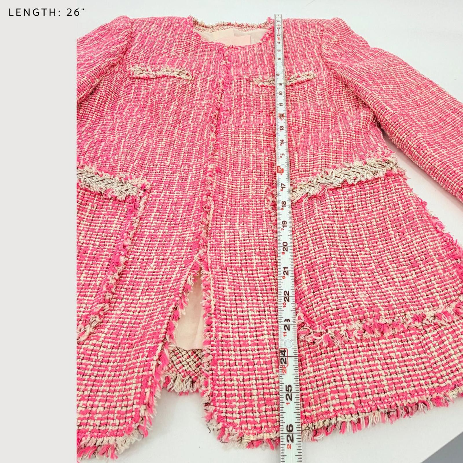 Other Rebecca Taylor Pink Bouclé Tweed Jacket Frayed Trim Blazer 4 Size S / US 4 / IT 40 - 8 Thumbnail