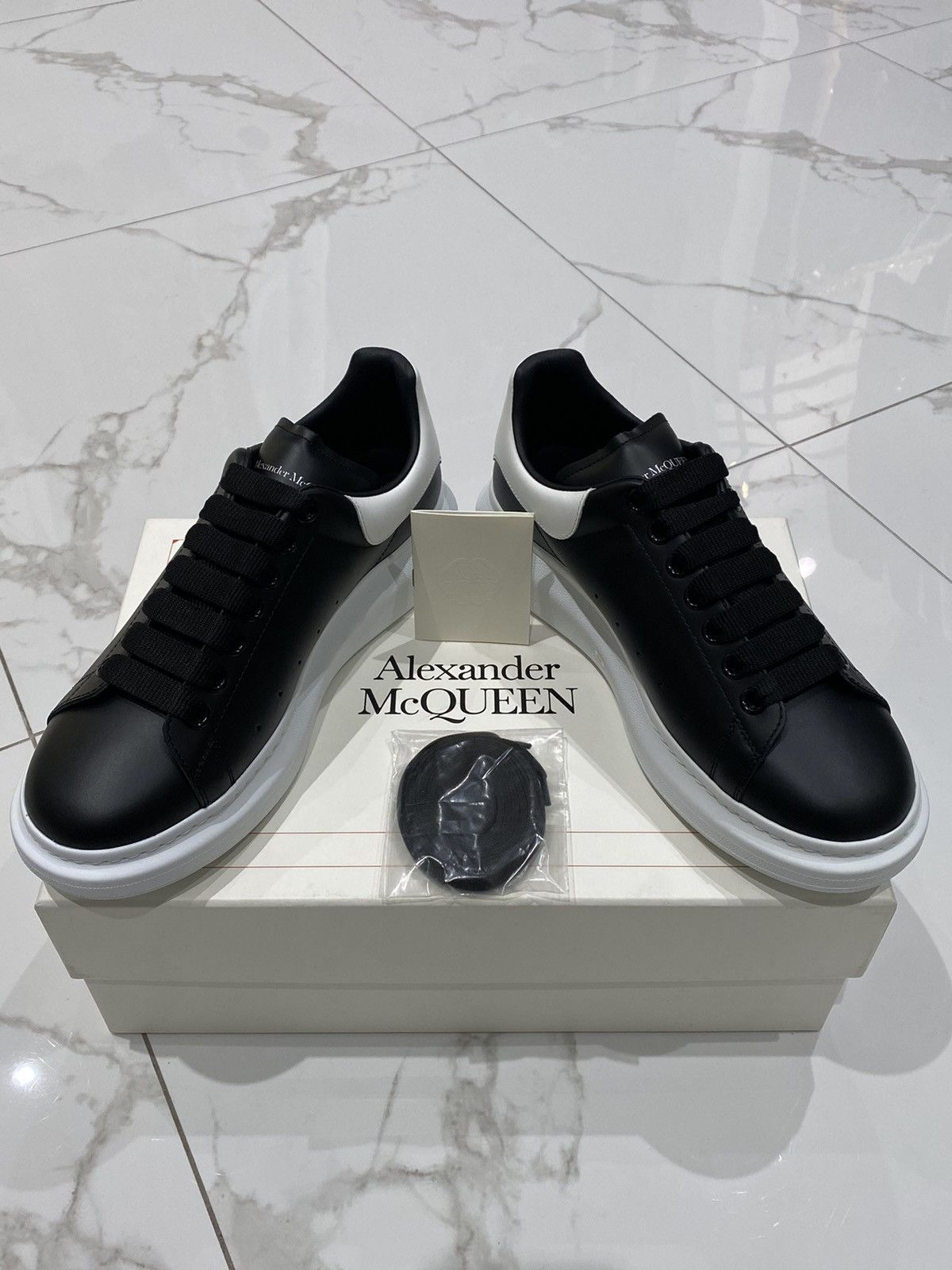 image of Alexander Mcqueen Oversized Sneakers Black With White Heel Shoes, Men's (Size 8)