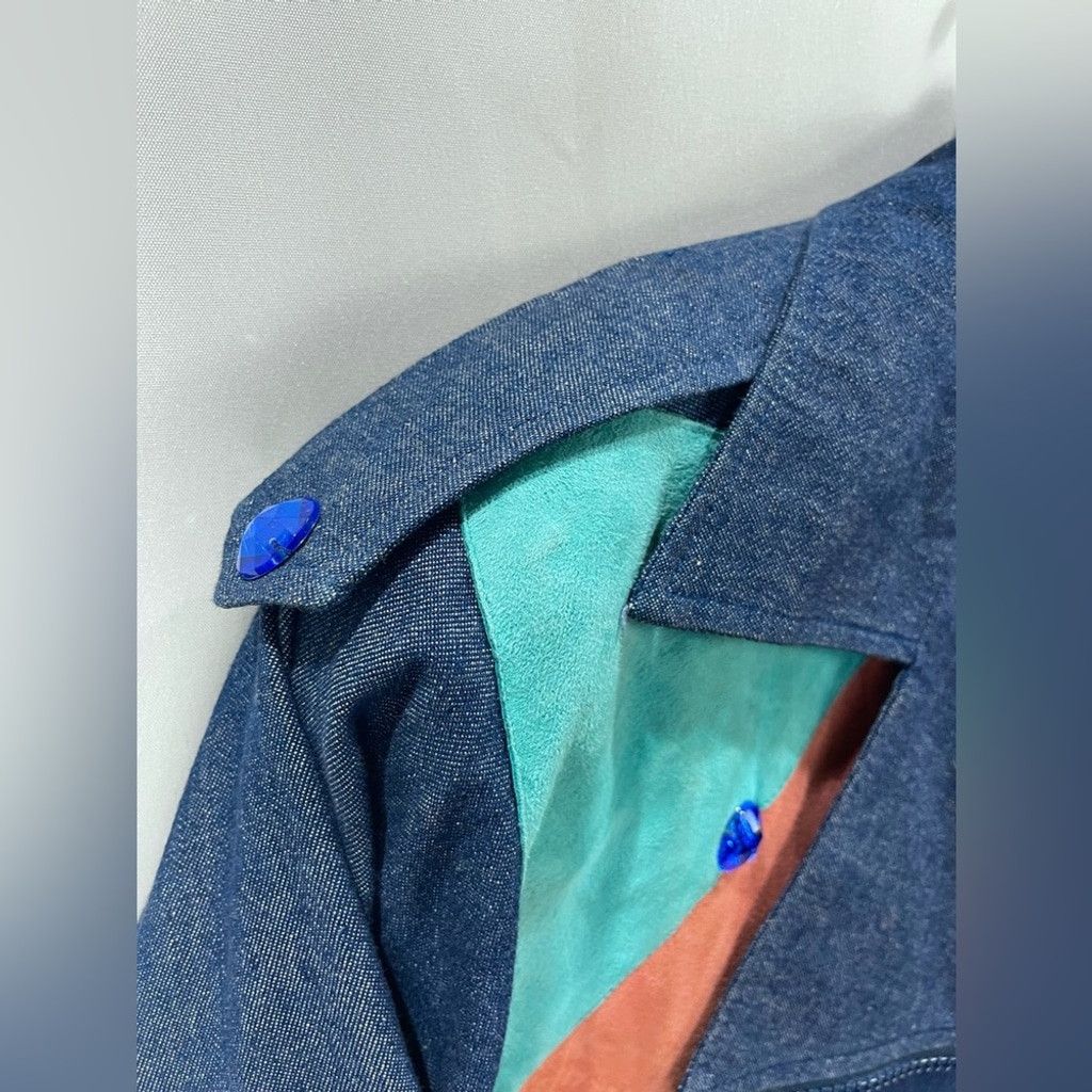 Vintage Vintage Embellished Denim & Suede Patchwork Moto Bomber L Size L / US 10 / IT 46 - 6 Thumbnail