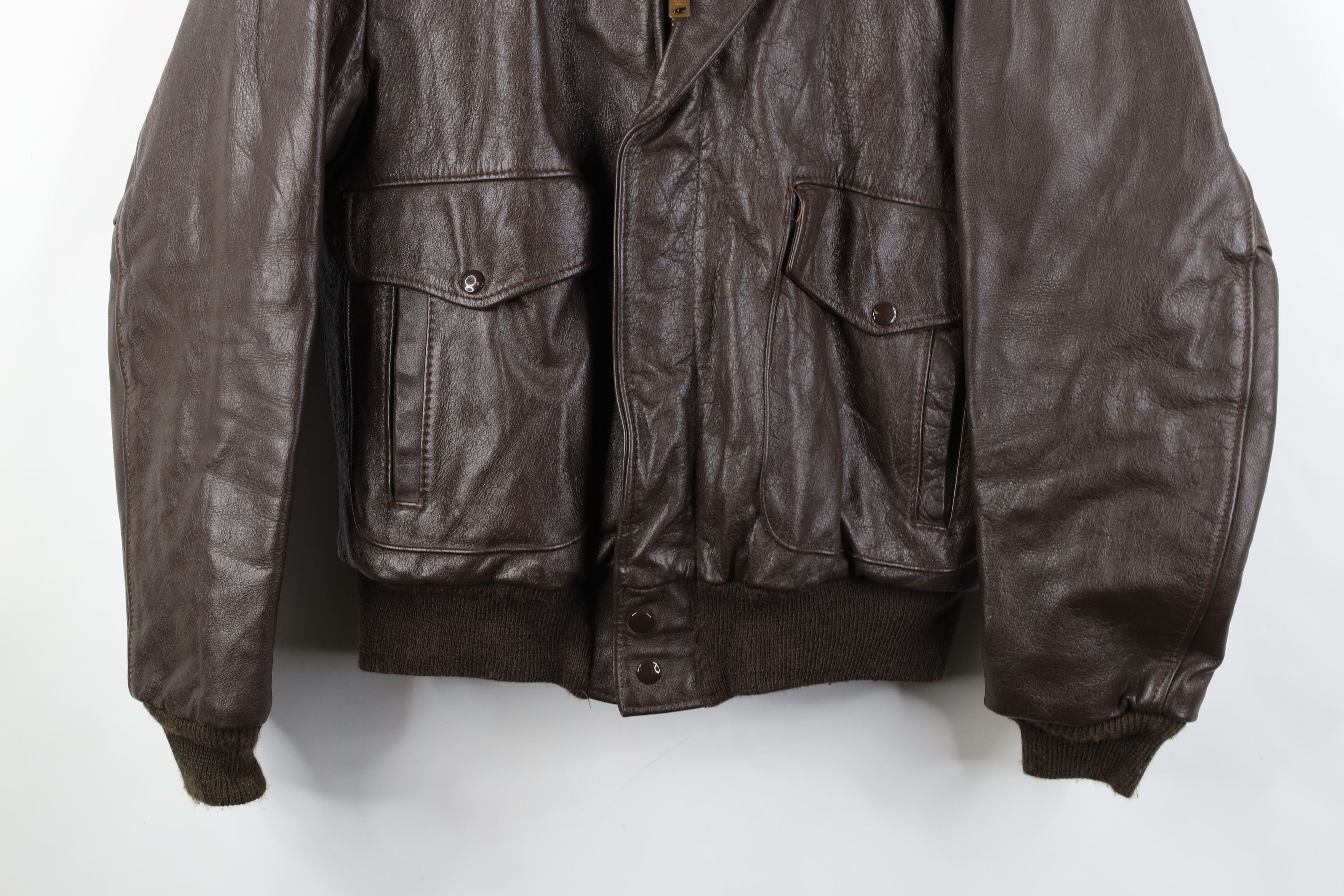 Vintage Vintage 60s Excelled Leather Flight Bomber Jacket Brown USA Size US XL / EU 56 / 4 - 3 Thumbnail