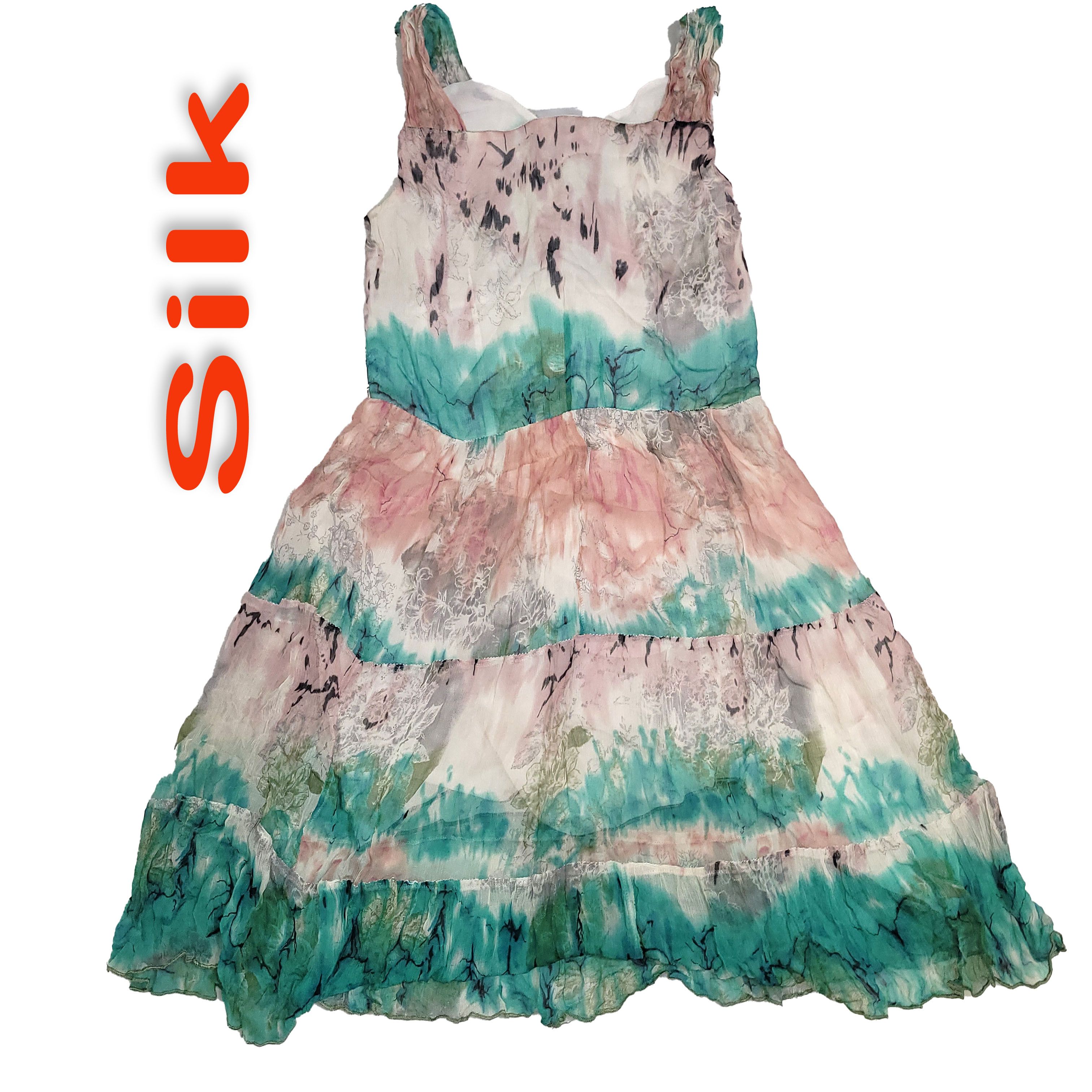 Other Women's 100% Silk Size M Short Sleeve Dress SDK400 Size M / US 6-8 / IT 42-44 - 1 Thumbnail