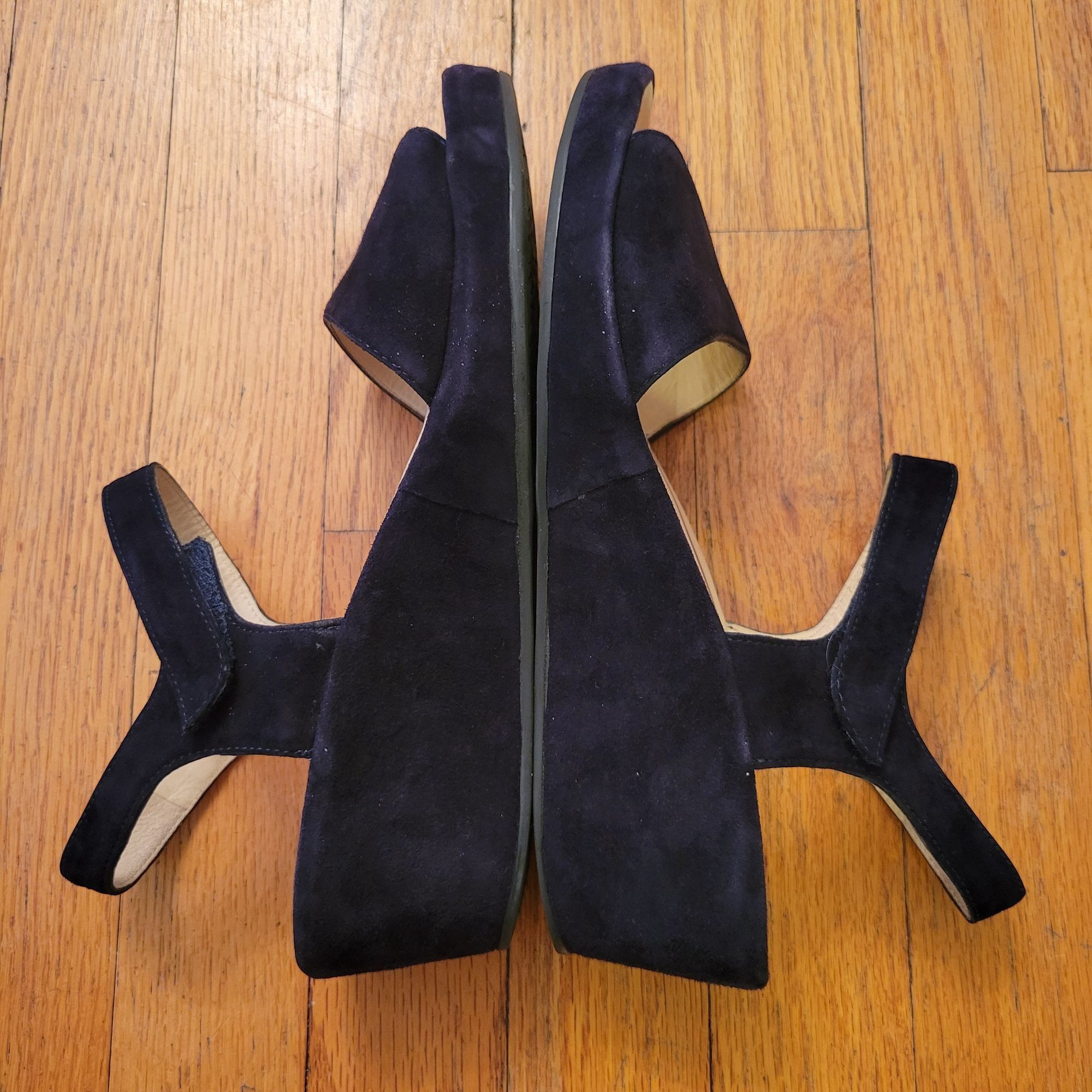 ARA Germany 39 Black Suede Leather Sandals Wedge Platform Op